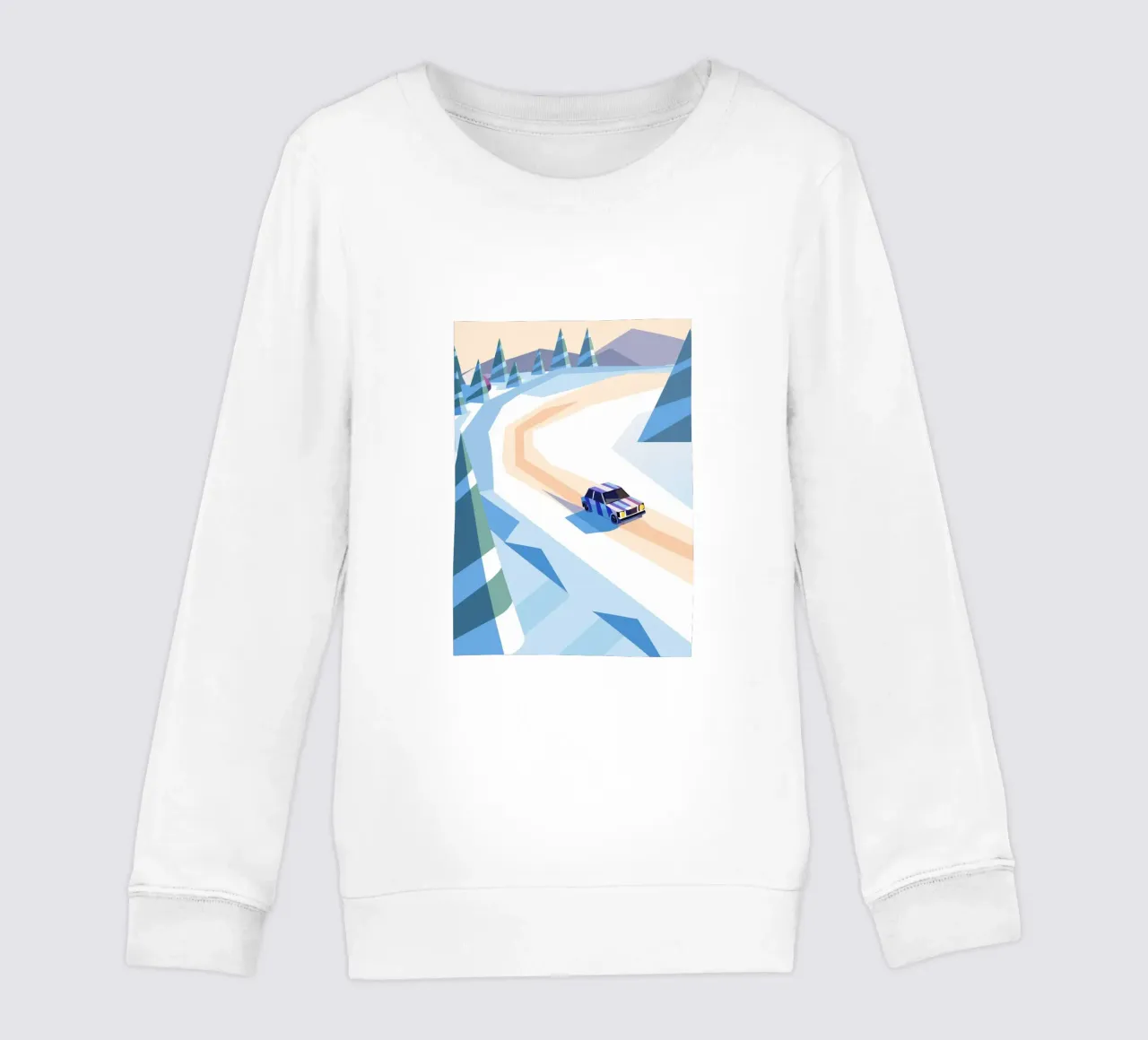 Auto nella neve con stile geometrico felpa bambino da POLYGON SPECIAL