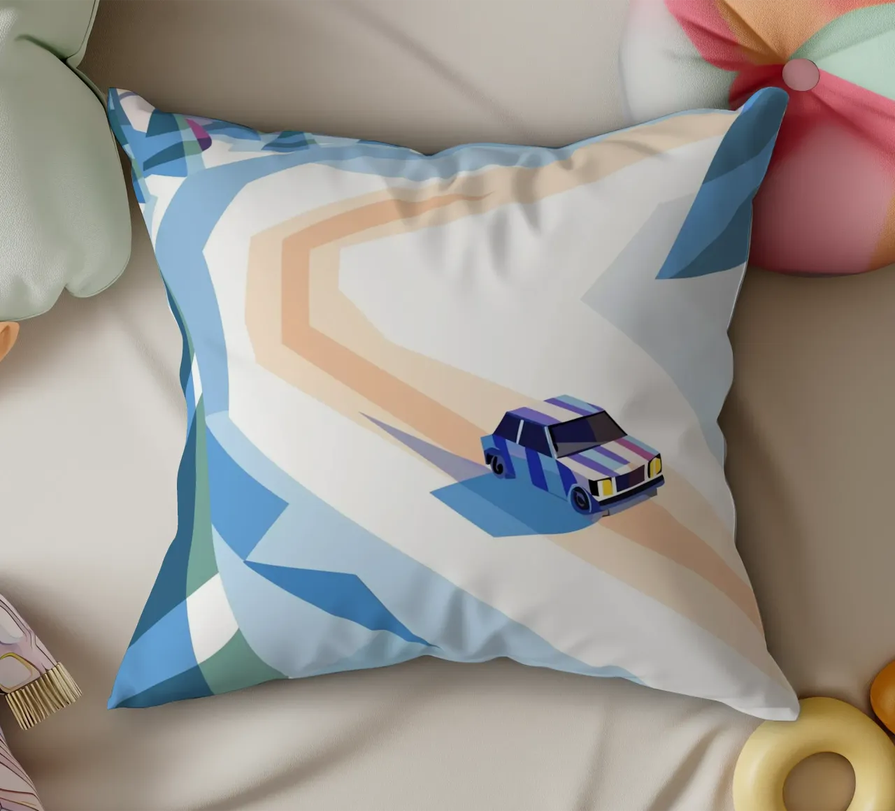 Auto nella neve con stile geometrico cuscino da POLYGON SPECIAL