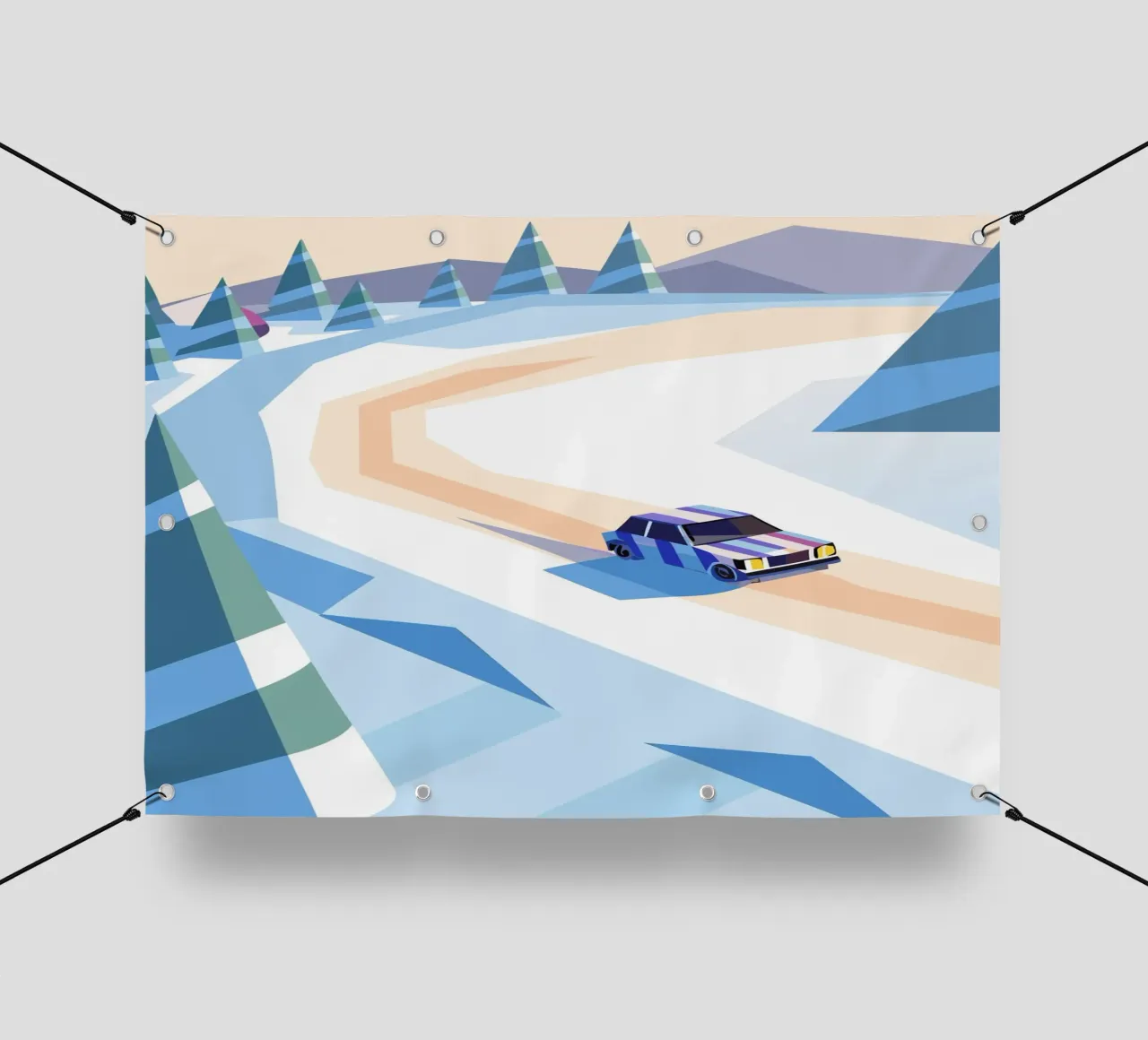 Auto nella neve con stile geometrico telo in pvc da POLYGON SPECIAL