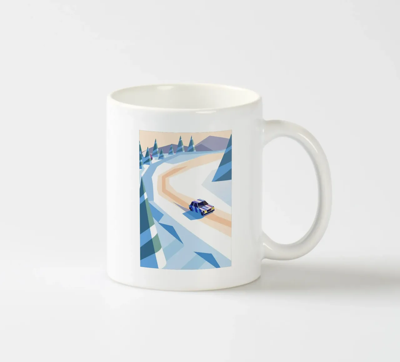 Auto nella neve con stile geometrico tazza in ceramica da POLYGON SPECIAL