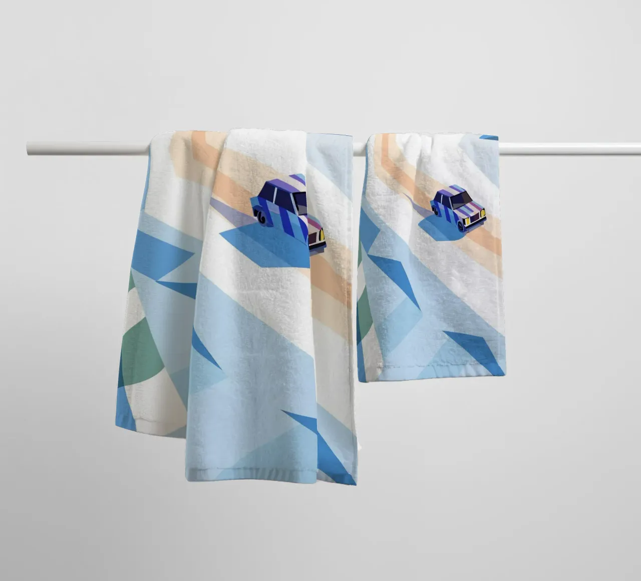 Auto nella neve con stile geometrico asciugamano da bagno da POLYGON SPECIAL