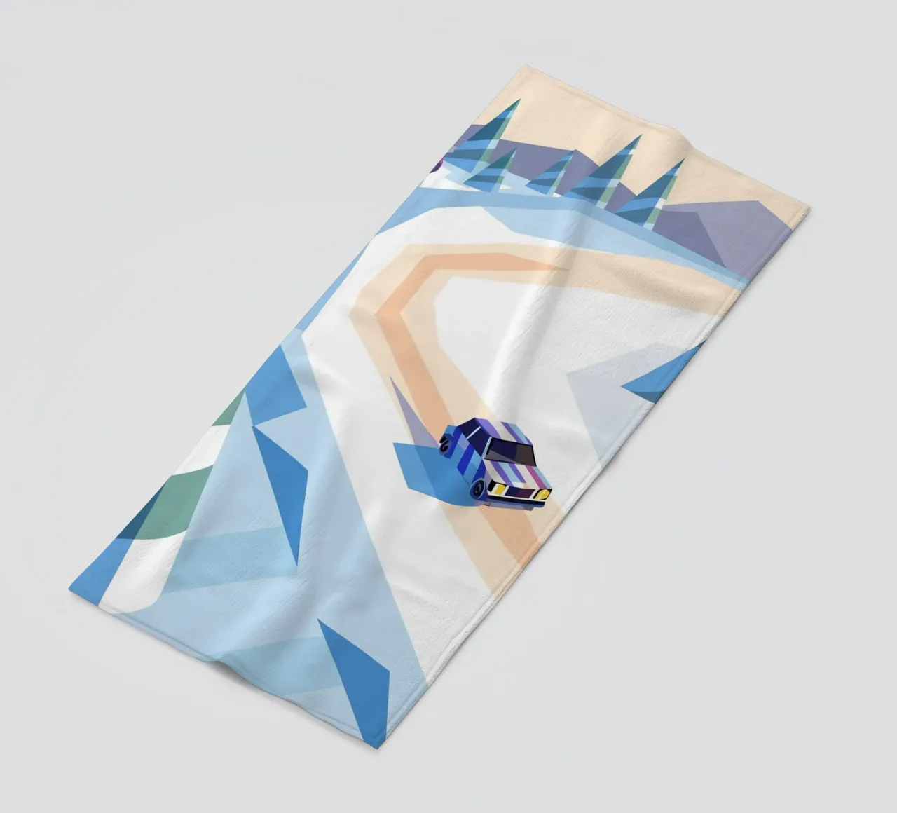 Auto nella neve con stile geometrico telo mare da POLYGON SPECIAL