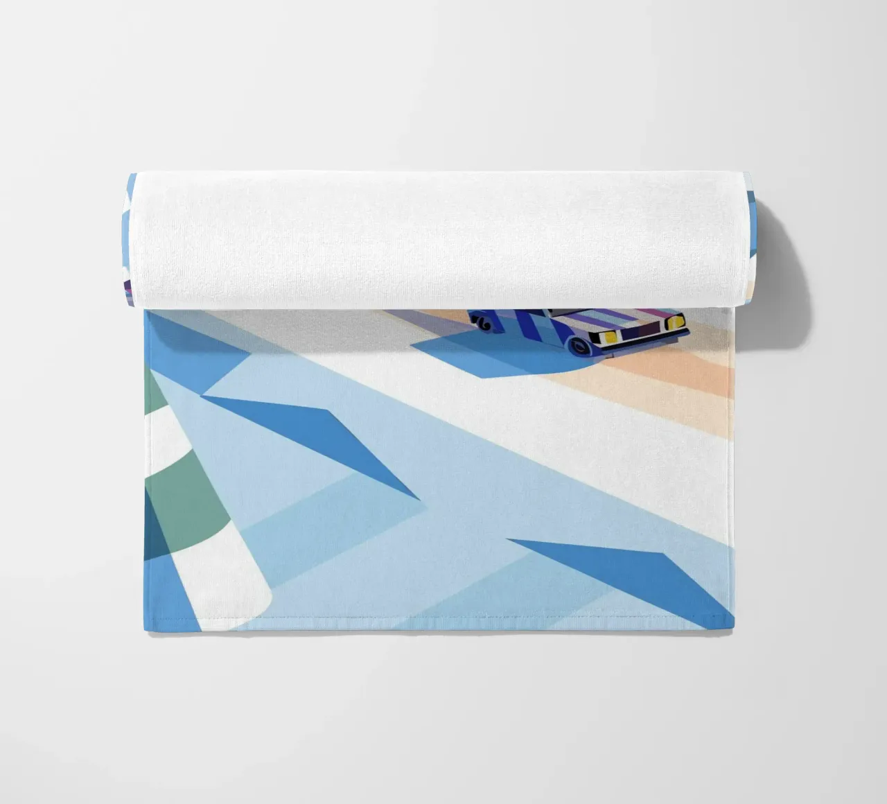 Auto nella neve con stile geometrico telo mare da POLYGON SPECIAL