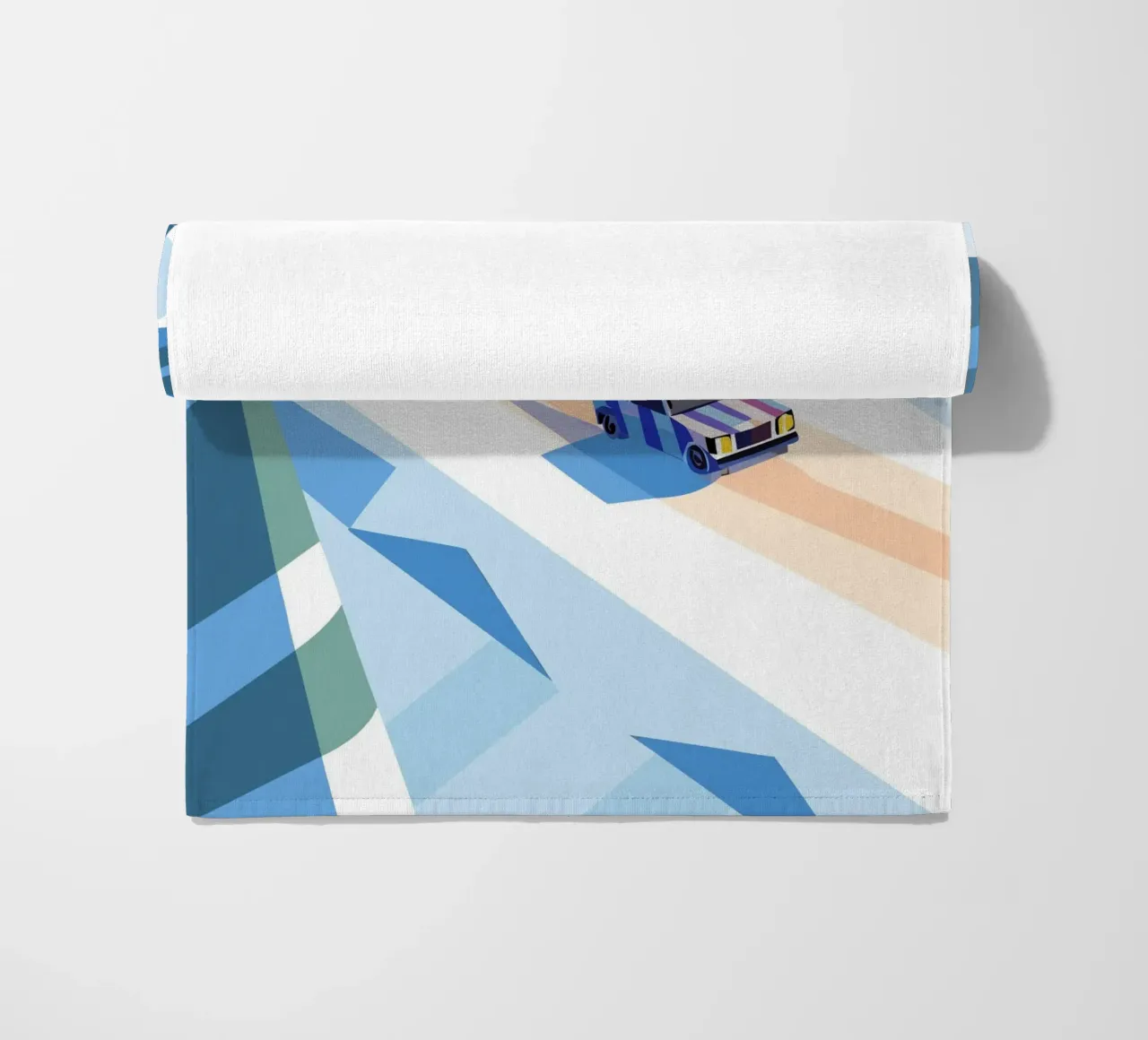 Auto nella neve con stile geometrico telo mare da POLYGON SPECIAL