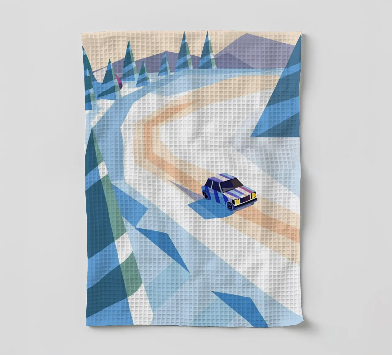 Auto nella neve con stile geometrico canovaccio da cucina da POLYGON SPECIAL