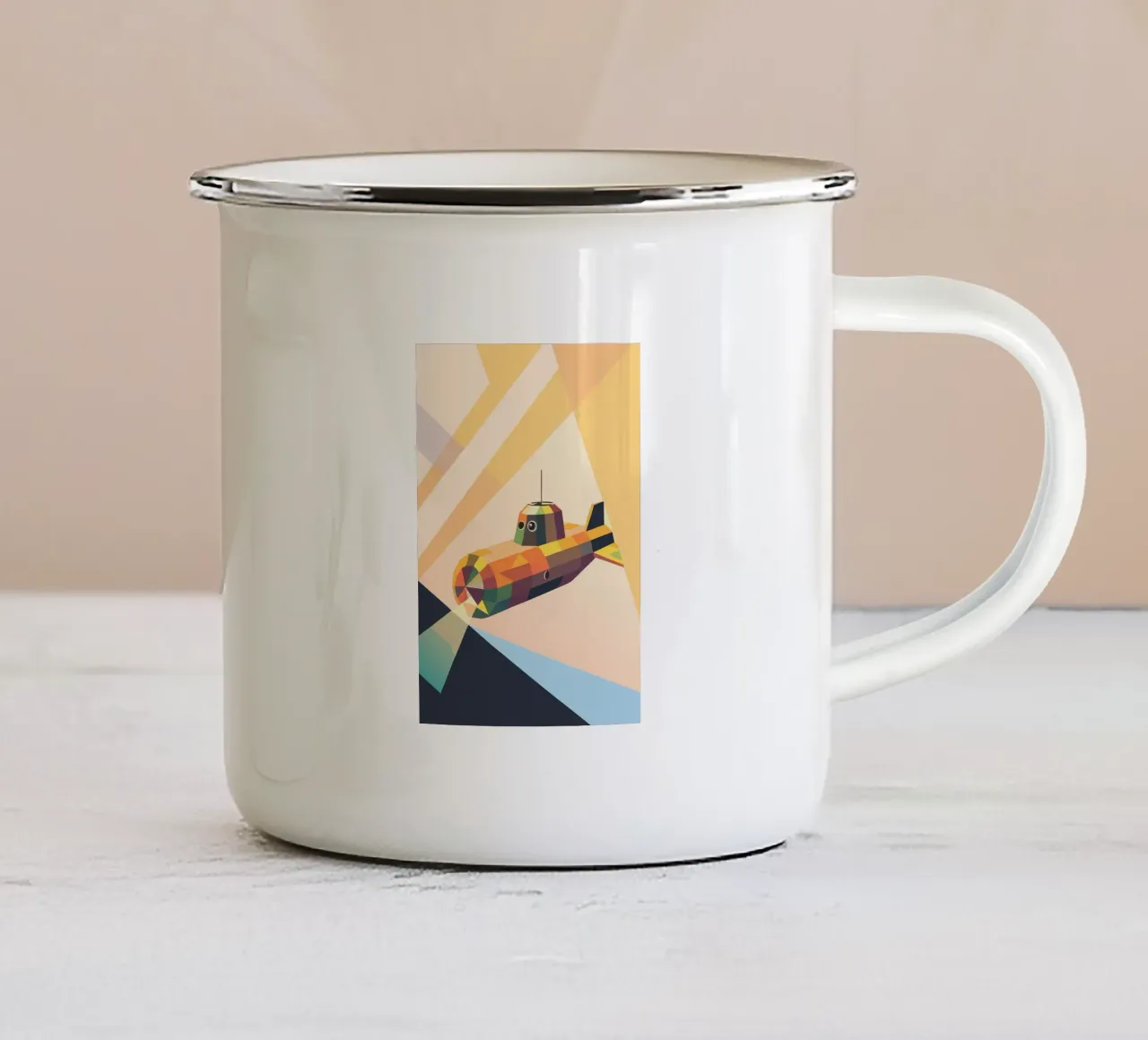 Sottomarino con stile geometrico tazza in smalto da POLYGON SPECIAL
