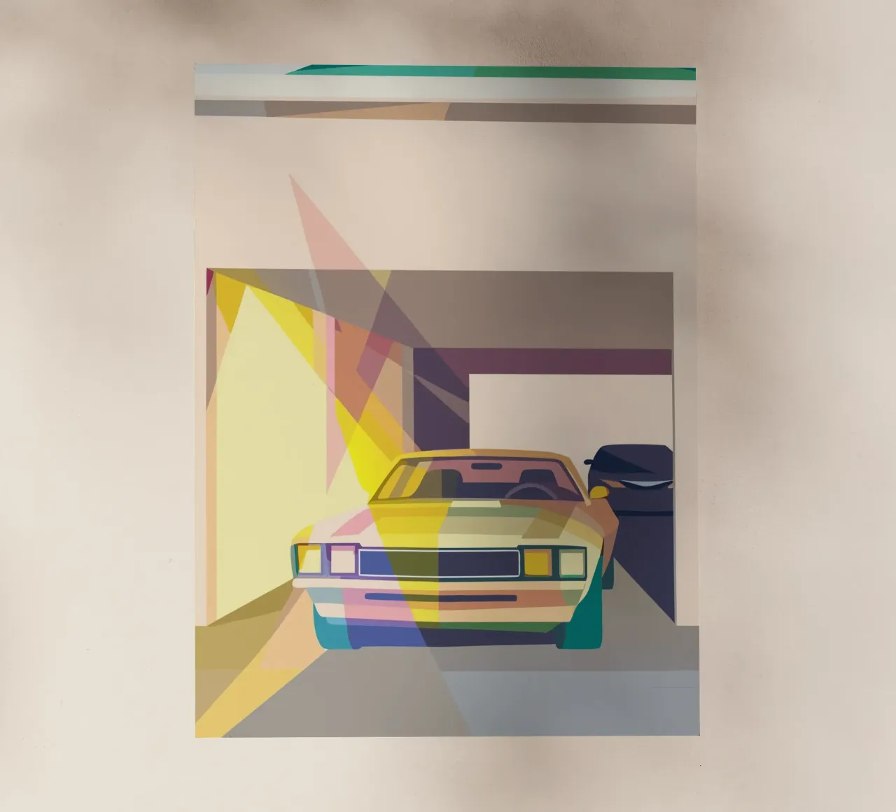 Auto in garage con stile geometrico pellicola backlit da POLYGON SPECIAL