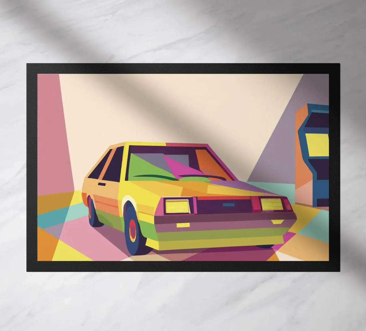 Auto con stile geometrico in una sala giochi zerbino da POLYGON SPECIAL