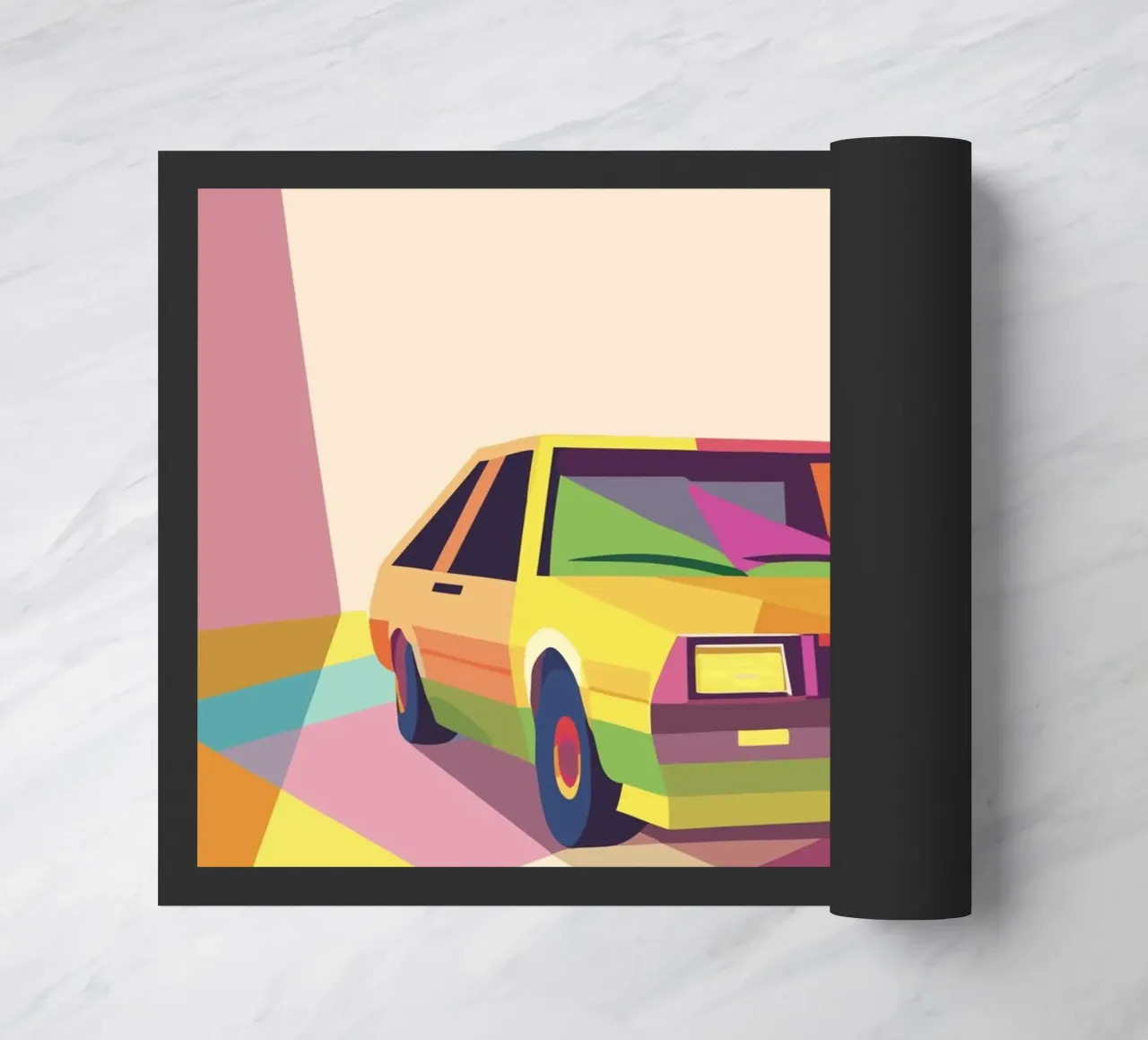 Auto con stile geometrico in una sala giochi zerbino da POLYGON SPECIAL