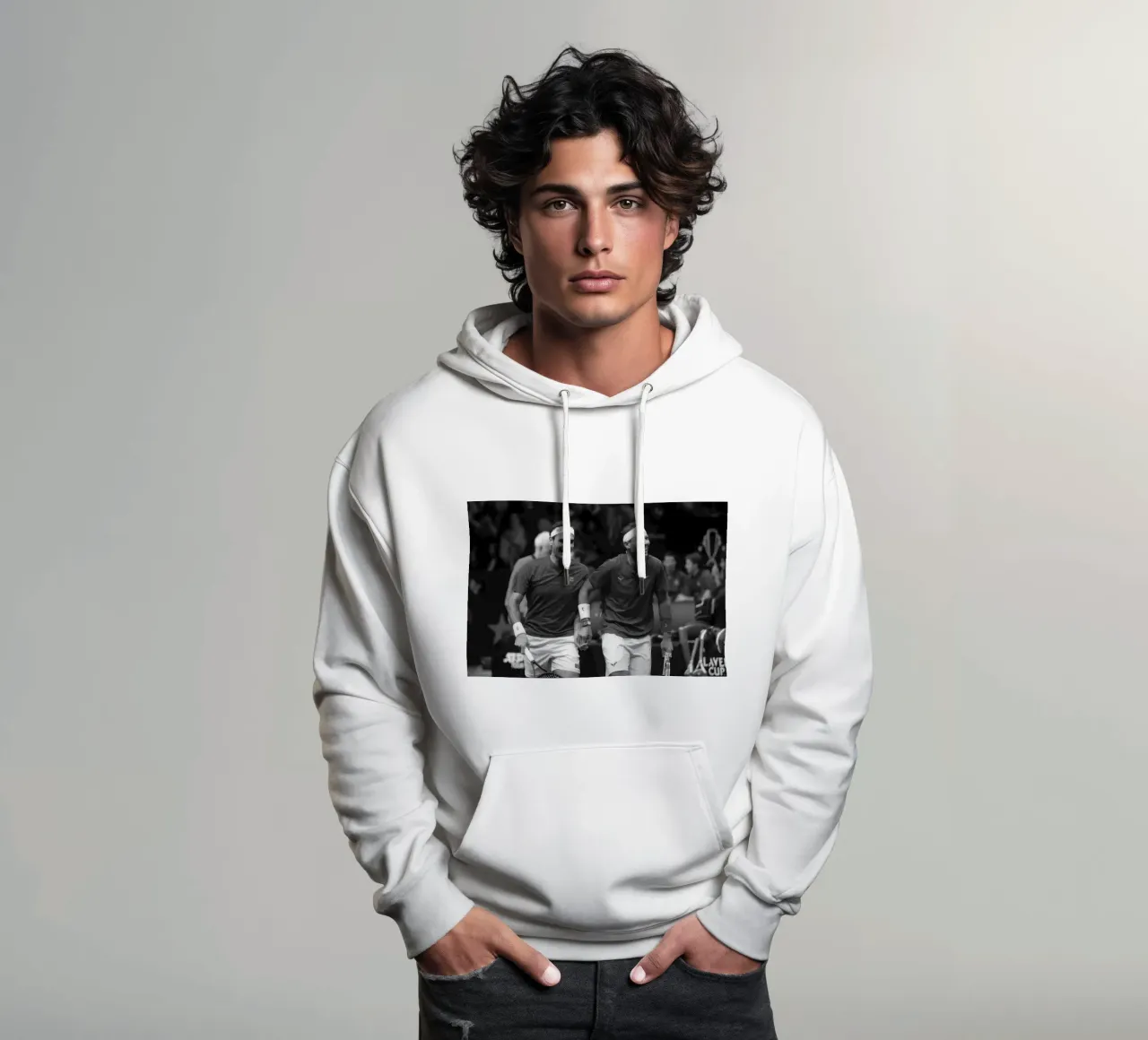 Roger Federer e Rafael Nadal (2022) felpa con cappuccio da BLACK WITH WHITE