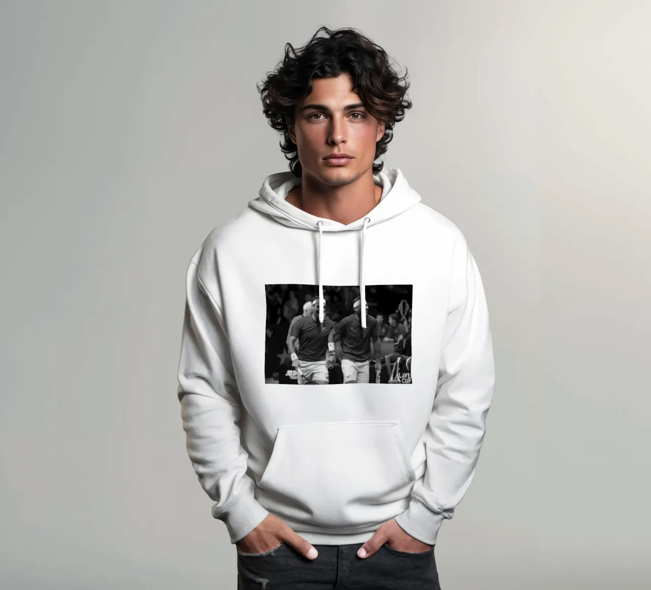 Roger Federer e Rafael Nadal (2022) felpa con cappuccio da BLACK WITH WHITE