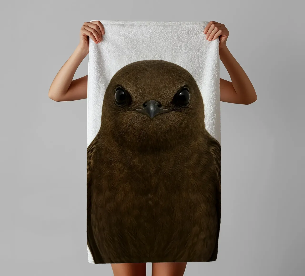 Swift Bird Portrait – Minimalist Nature Art Print towel by Happy Wild Prints