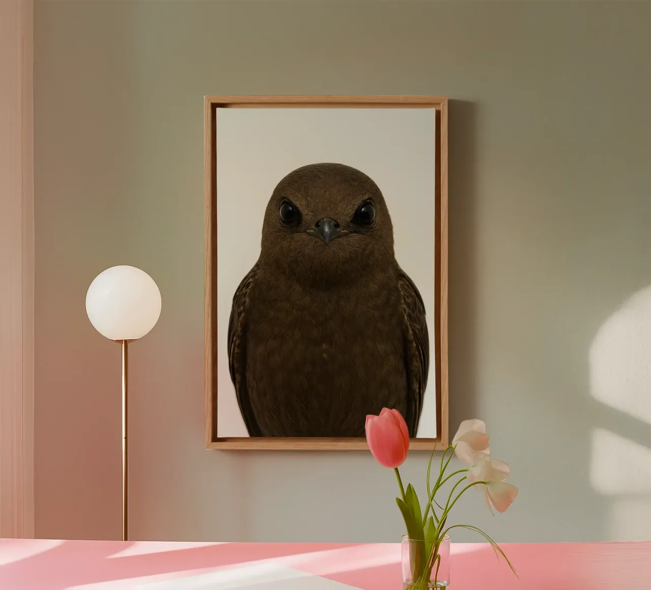 Swift Bird Portrait – Minimalist Nature Art Print canvas by Happy Wild Prints