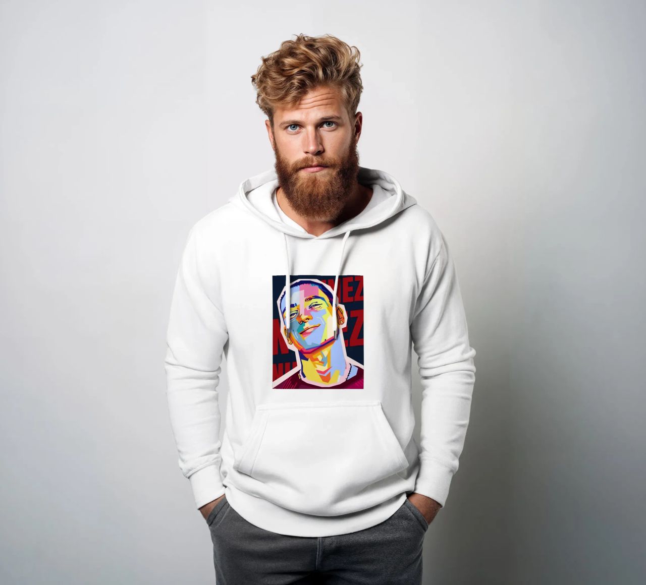 Darwin Núñez Style WPAP felpa con cappuccio da KP Artwork