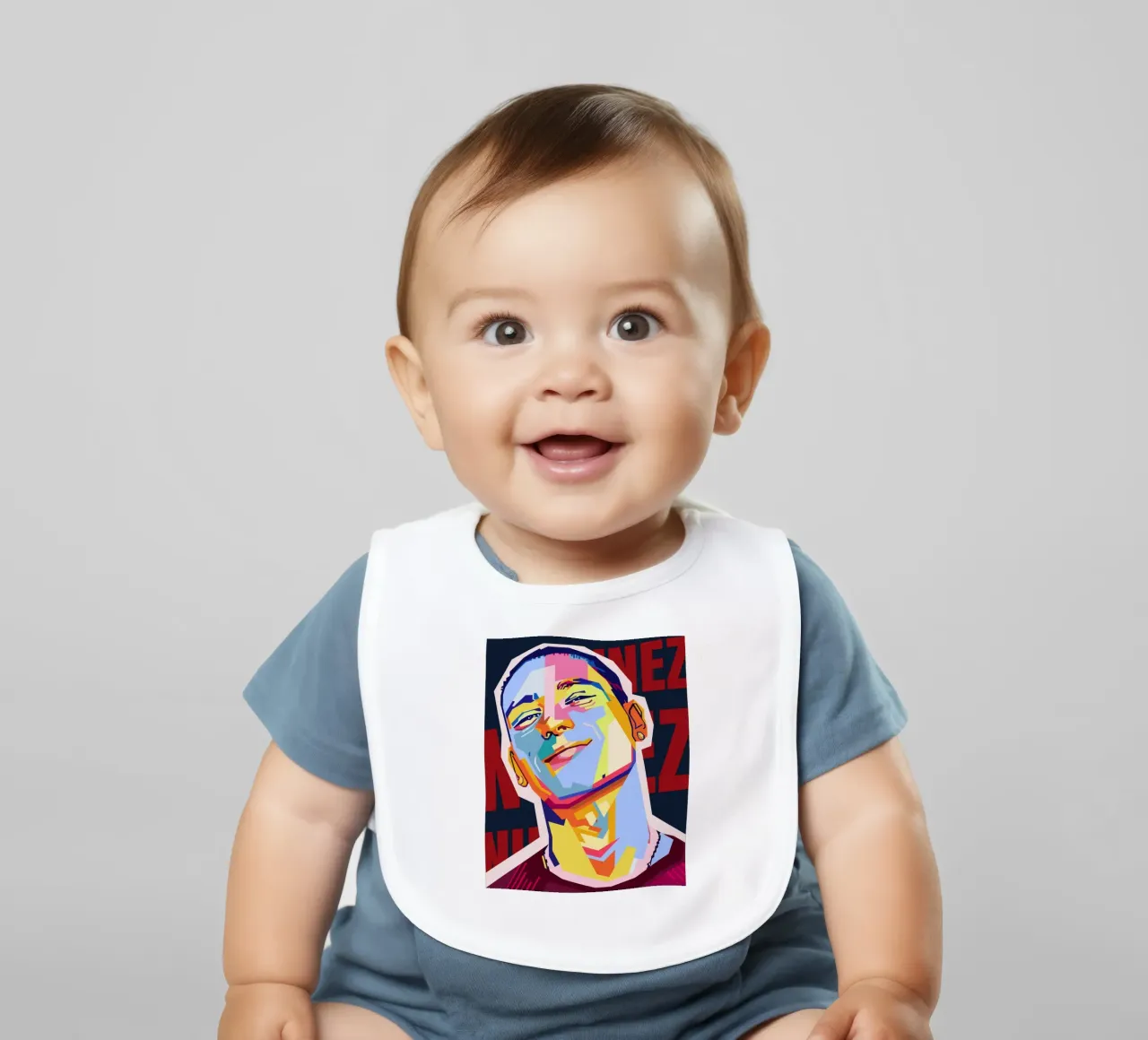 Darwin Núñez Style WPAP baby slabbetje van KP Artwork