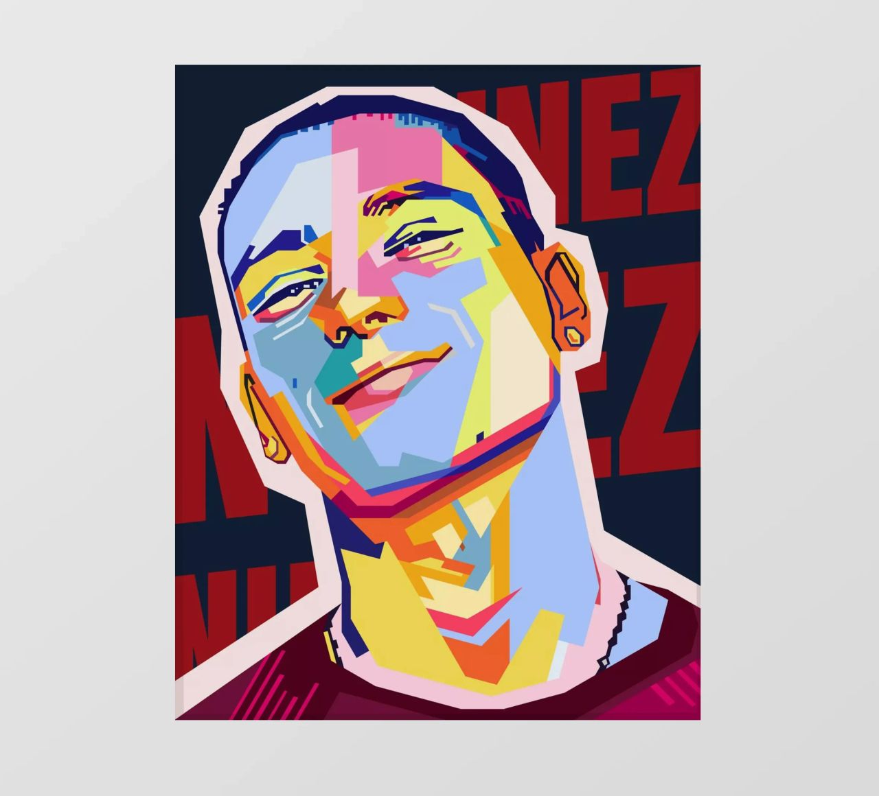 Darwin Núñez Style WPAP pellicola backlit da KP Artwork