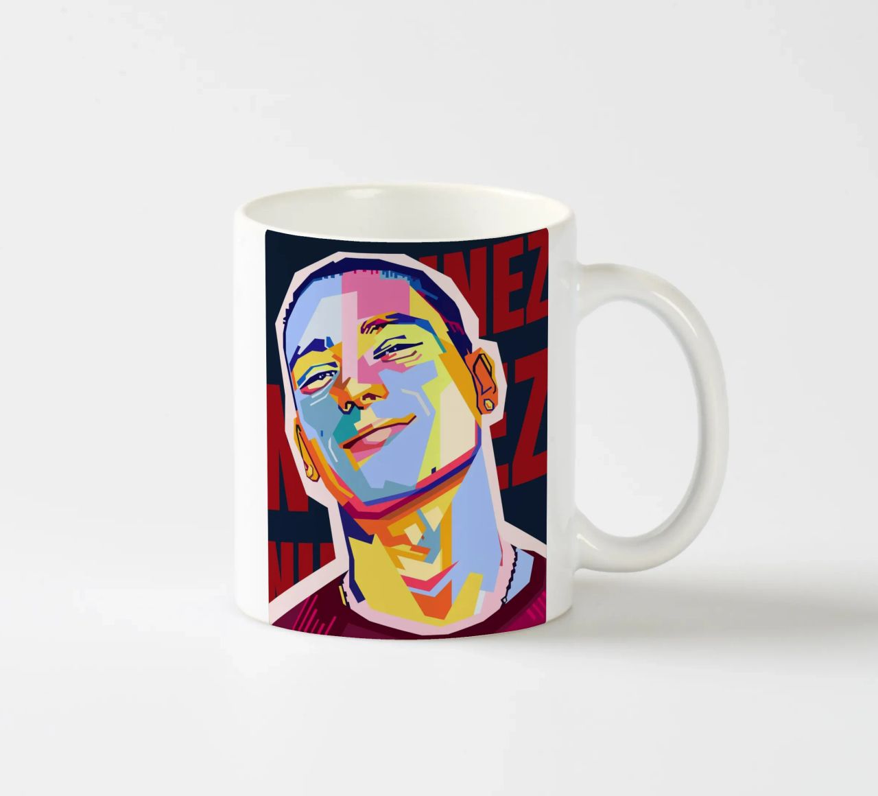 Darwin Núñez Style WPAP tazza in ceramica da KP Artwork