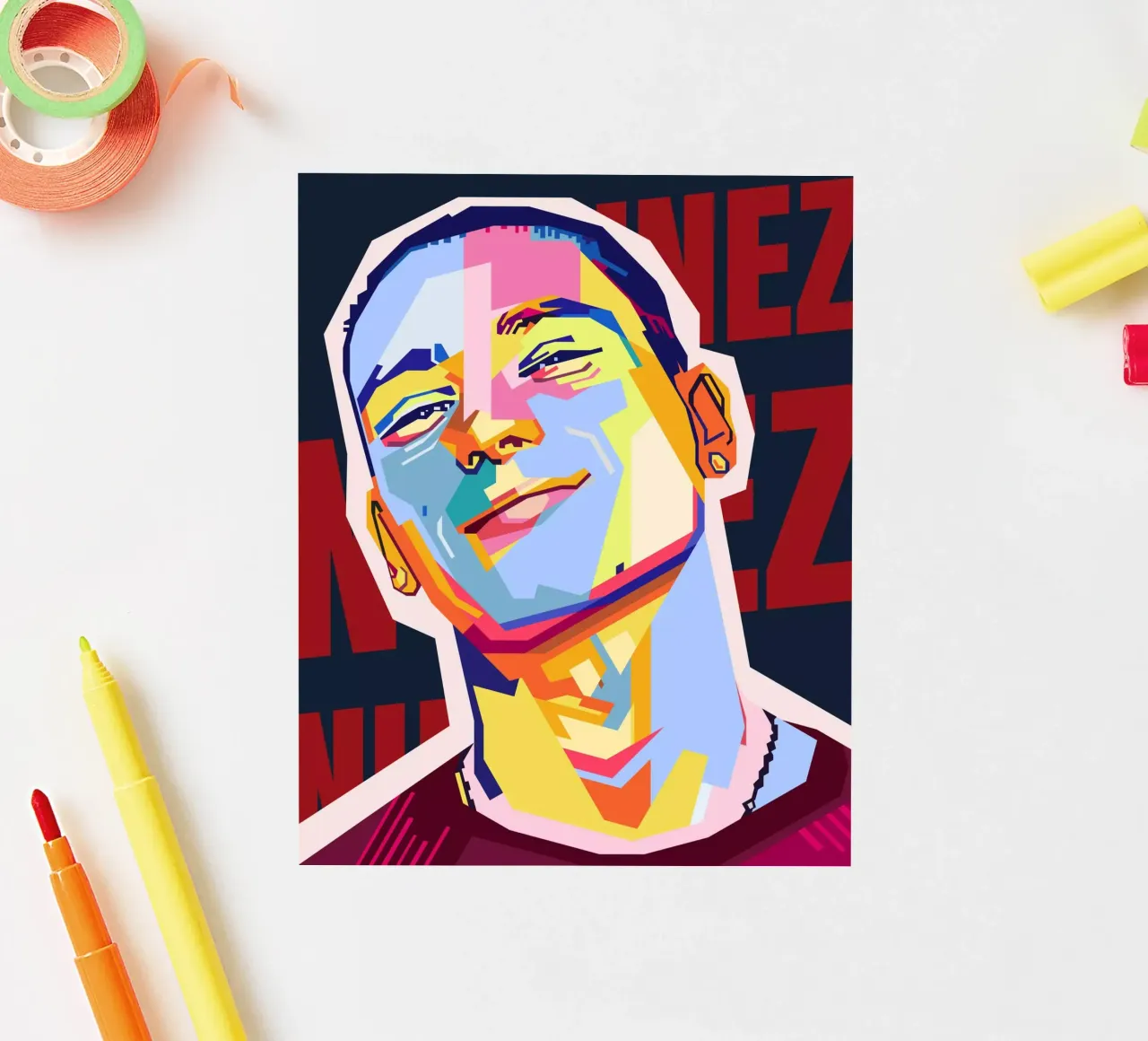 Darwin Núñez Style WPAP adesivo da KP Artwork