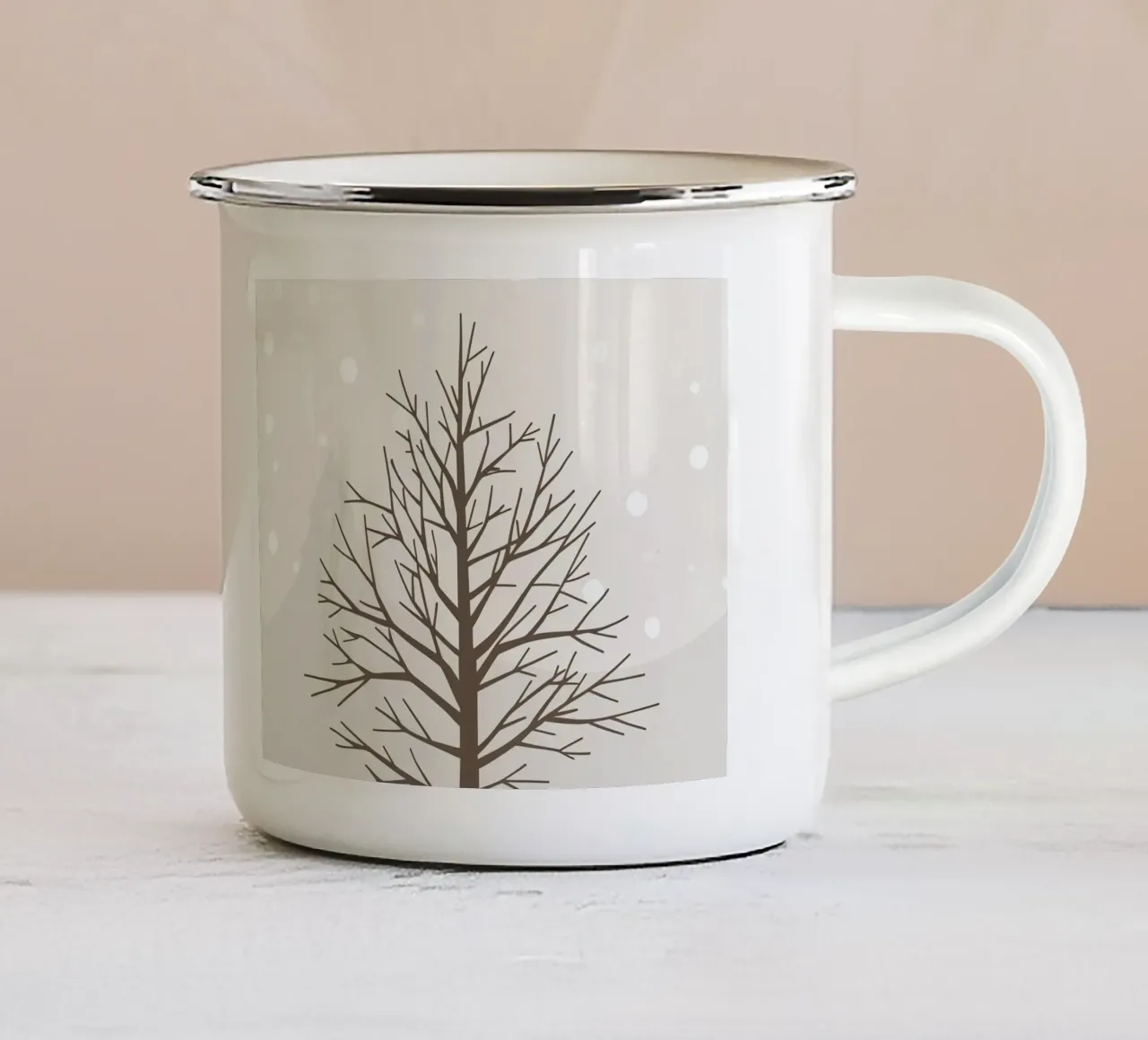 Albero invernale tranquillo tazza in smalto da Nordic Noel Studio