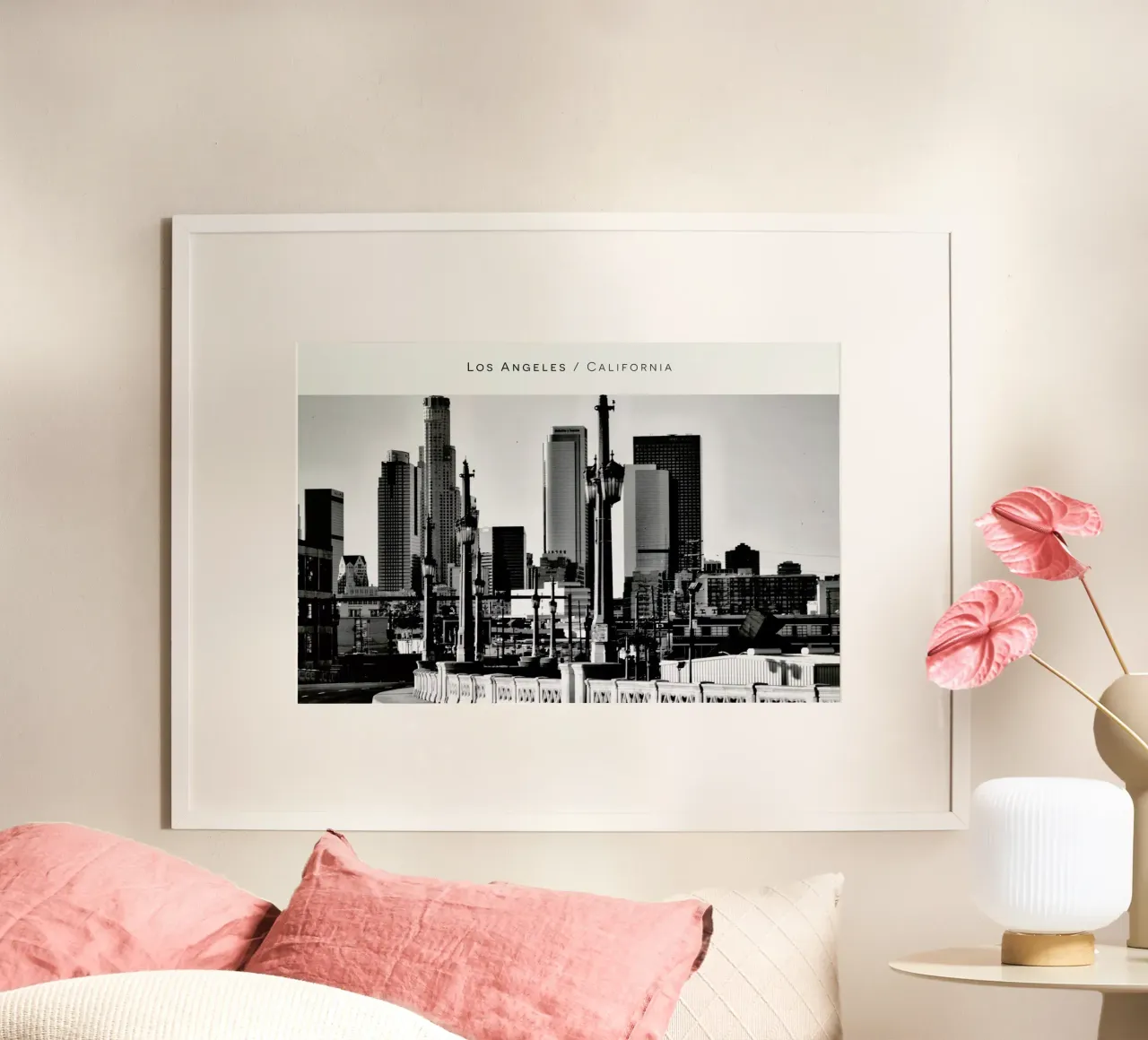 Los Angeles B&W poster con telaio in legno da In Full Color