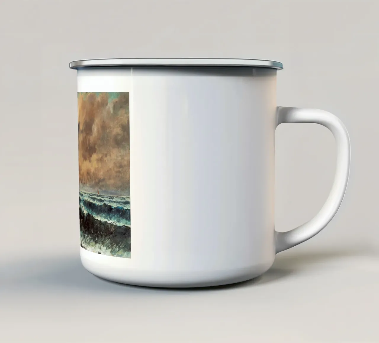 Pittura del mare in tempesta tazza in smalto da Vintage Posters