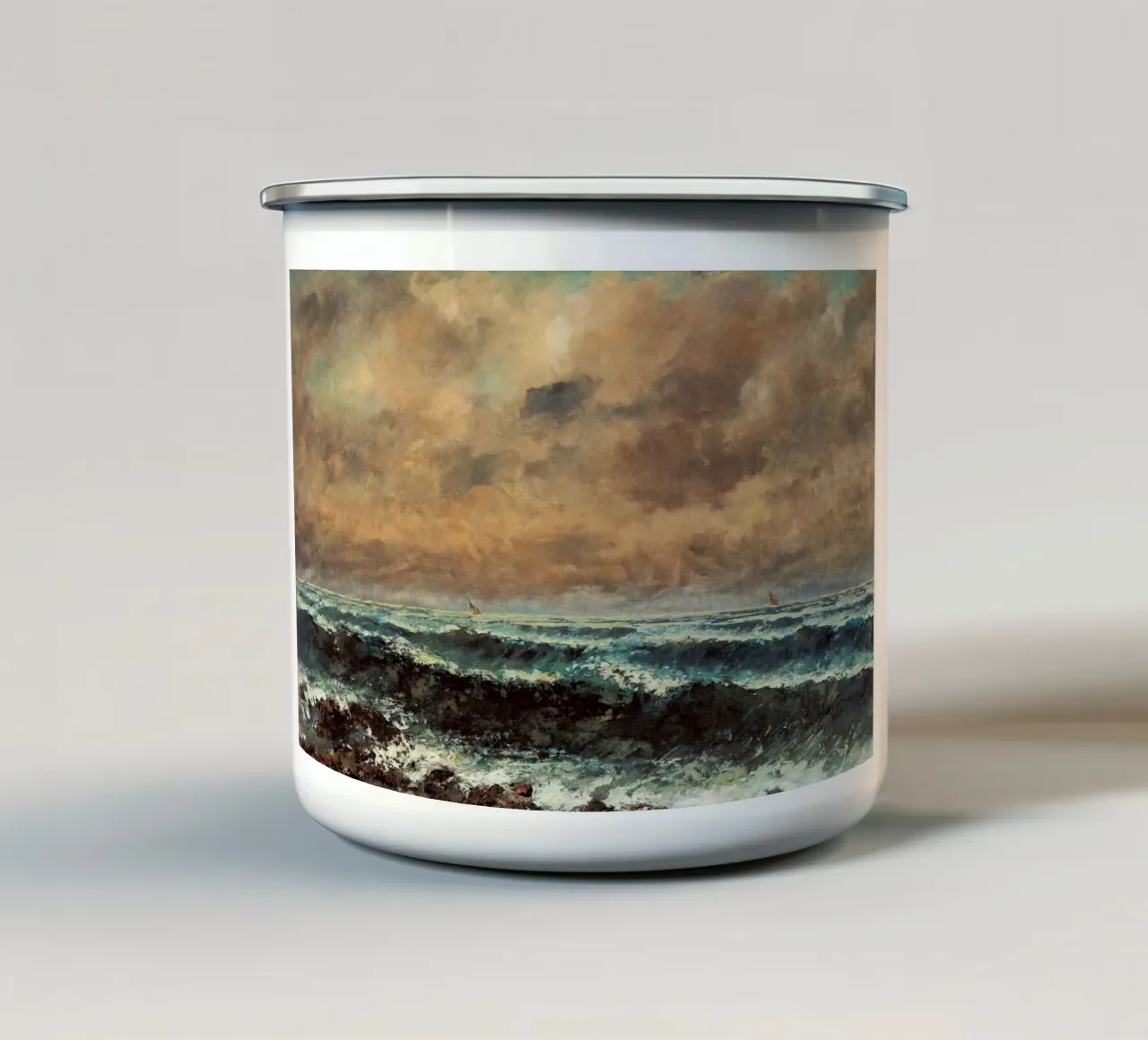 Pittura del mare in tempesta tazza in smalto da Vintage Posters