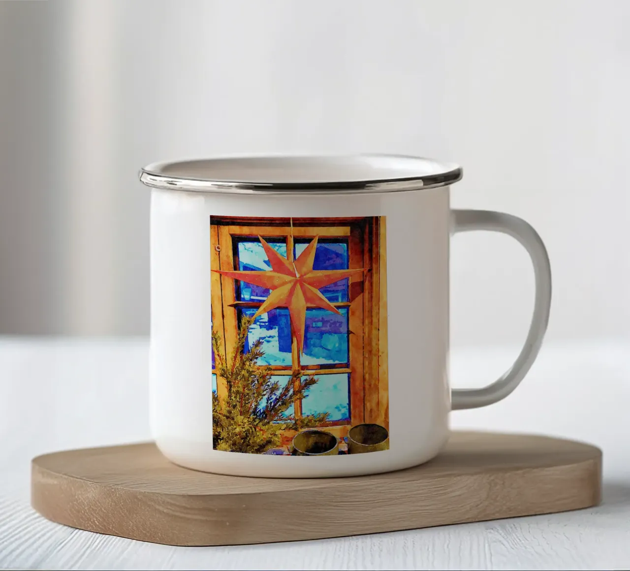 Stella di Natale tazza in smalto da Massimo Frascogna