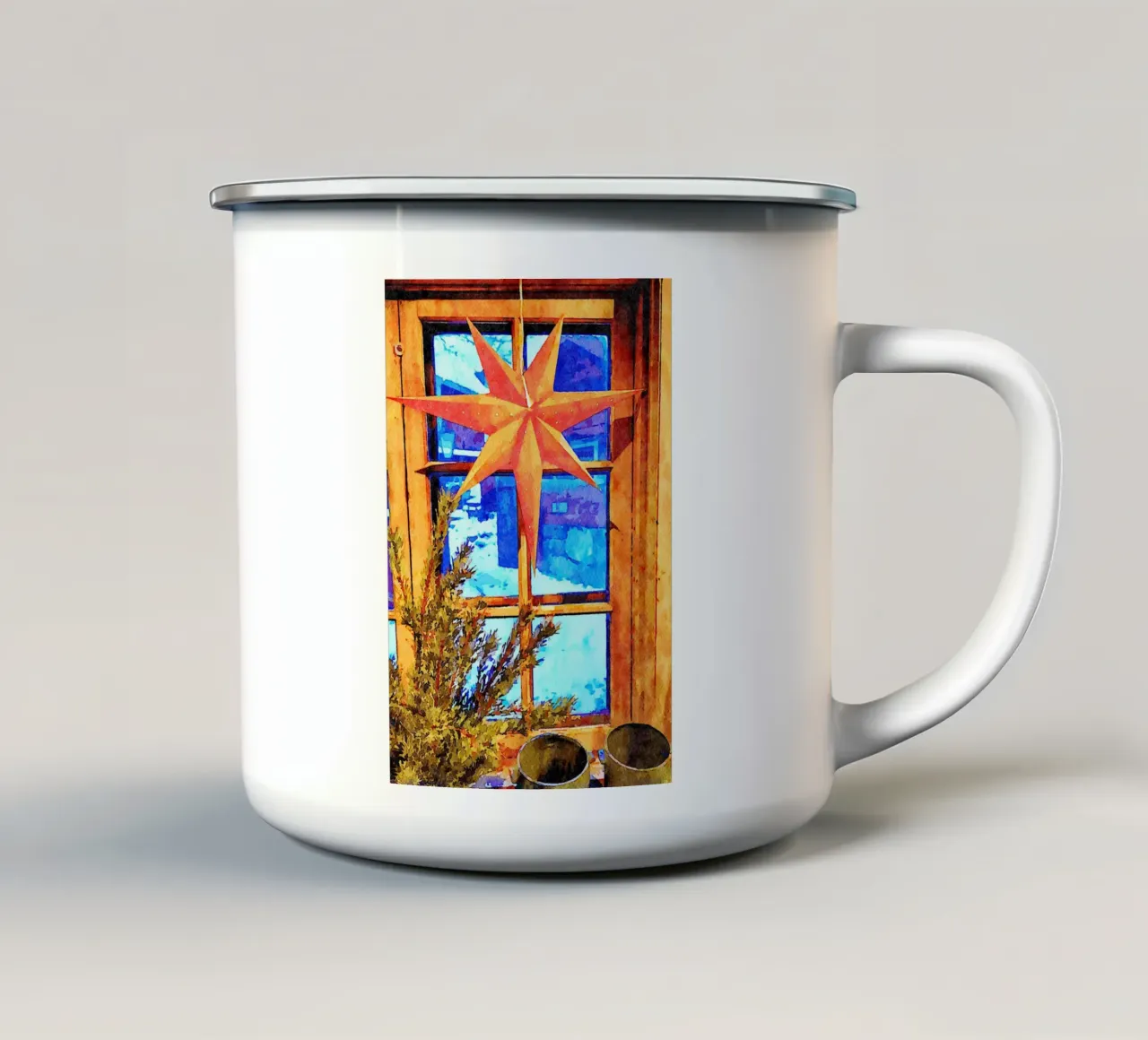 Stella di Natale tazza in smalto da Massimo Frascogna