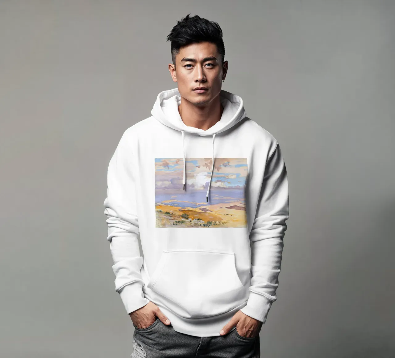 Paesaggio desertico ad acquerello felpa con cappuccio da Vintage Posters