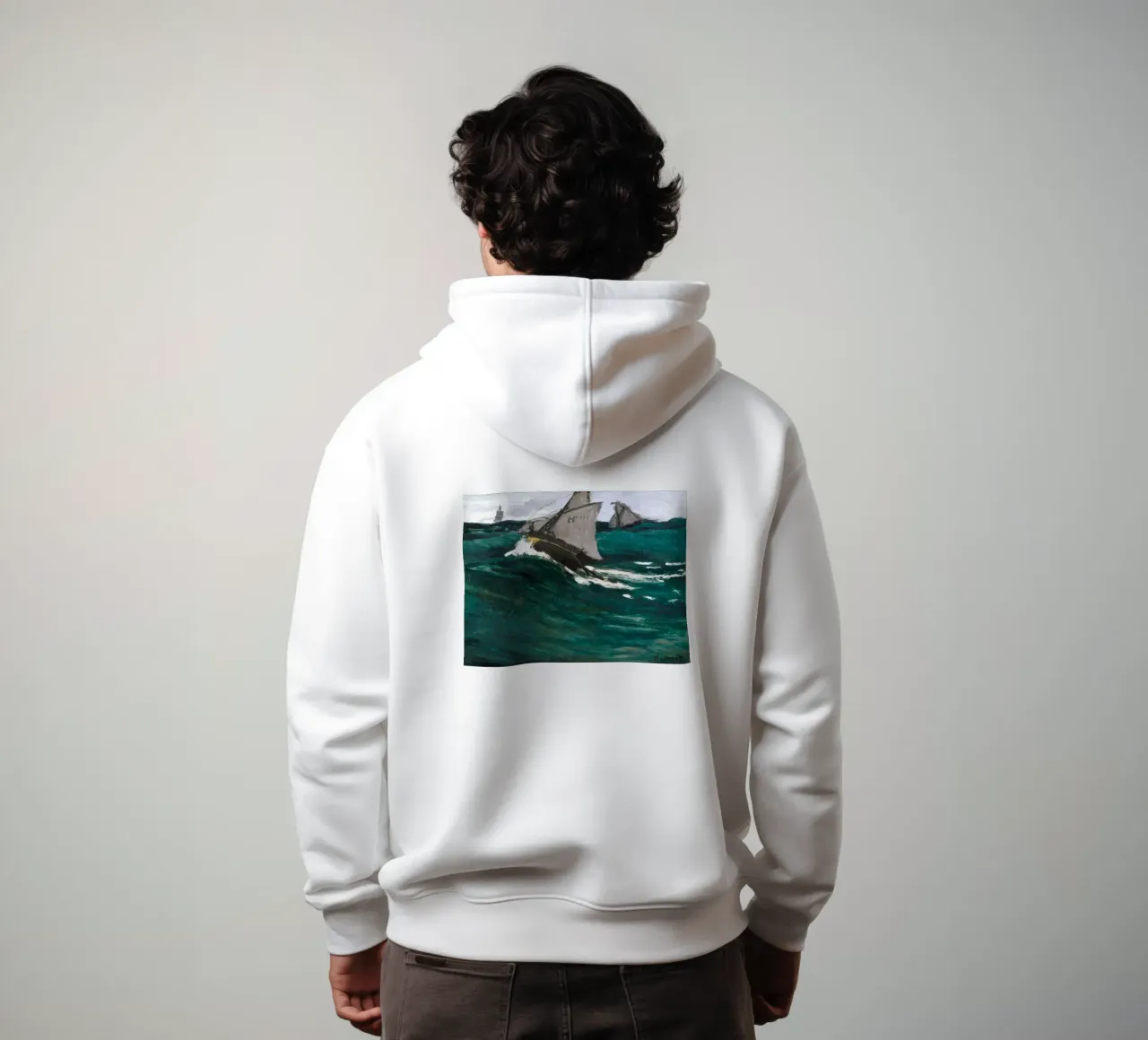 Mare in tempesta dipinto a vela felpa con cappuccio da Vintage Posters