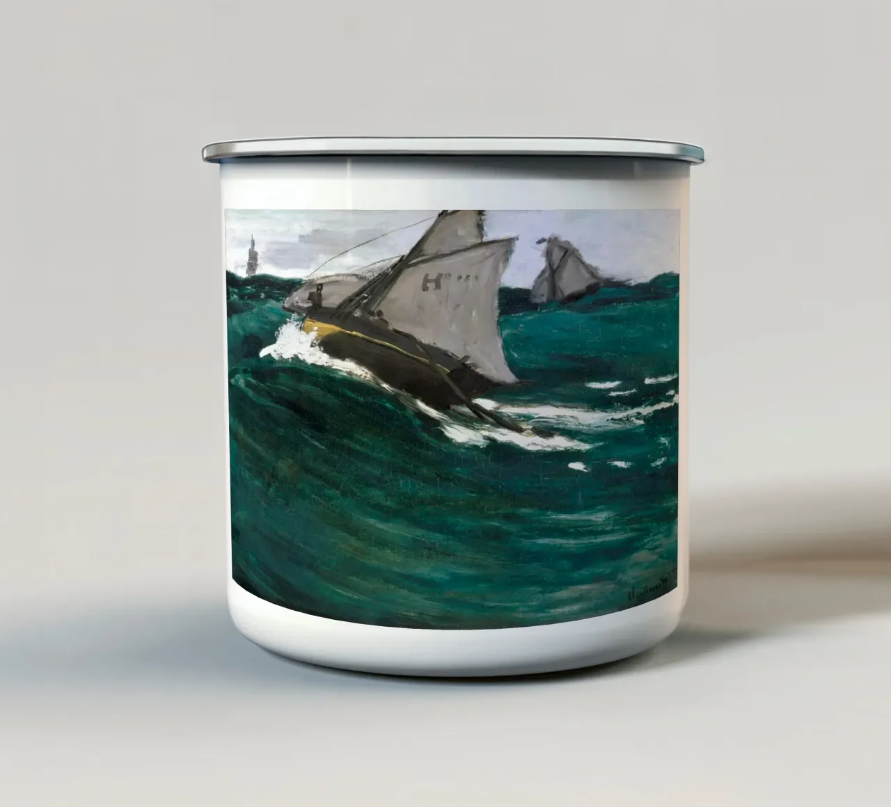 Mare in tempesta dipinto a vela tazza in smalto da Vintage Posters