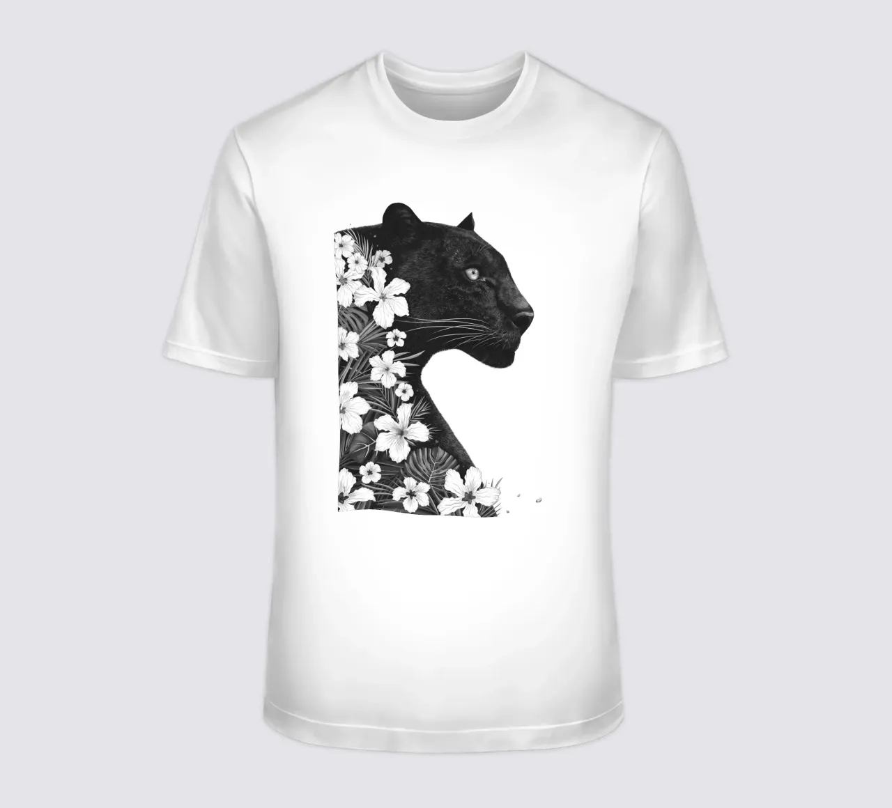 Panther with flowers t-shirt by valeriyakorenkova