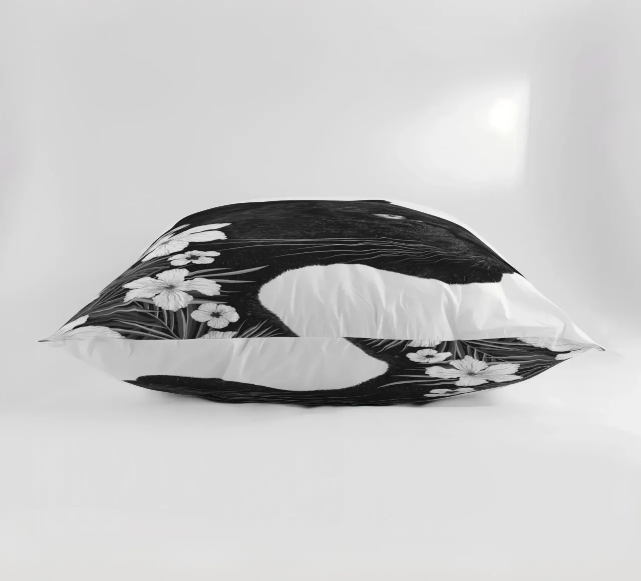 Panther with flowers decorative cushion by valeriyakorenkova