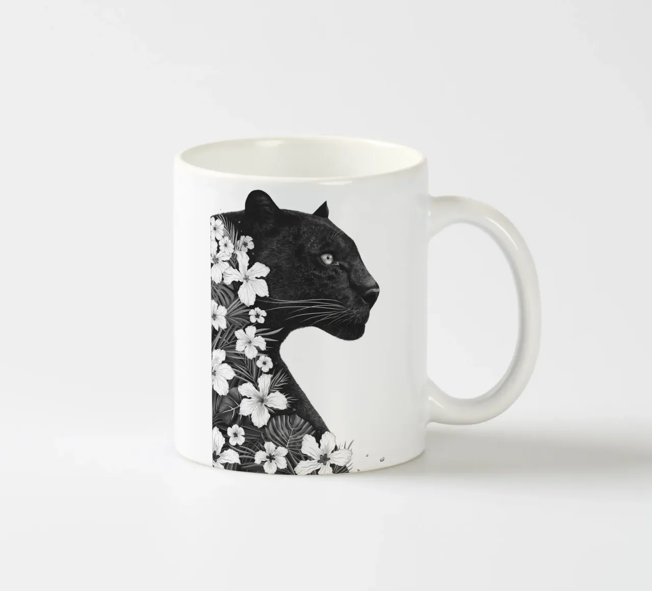 Pantera con fiori tazza in ceramica da valeriyakorenkova