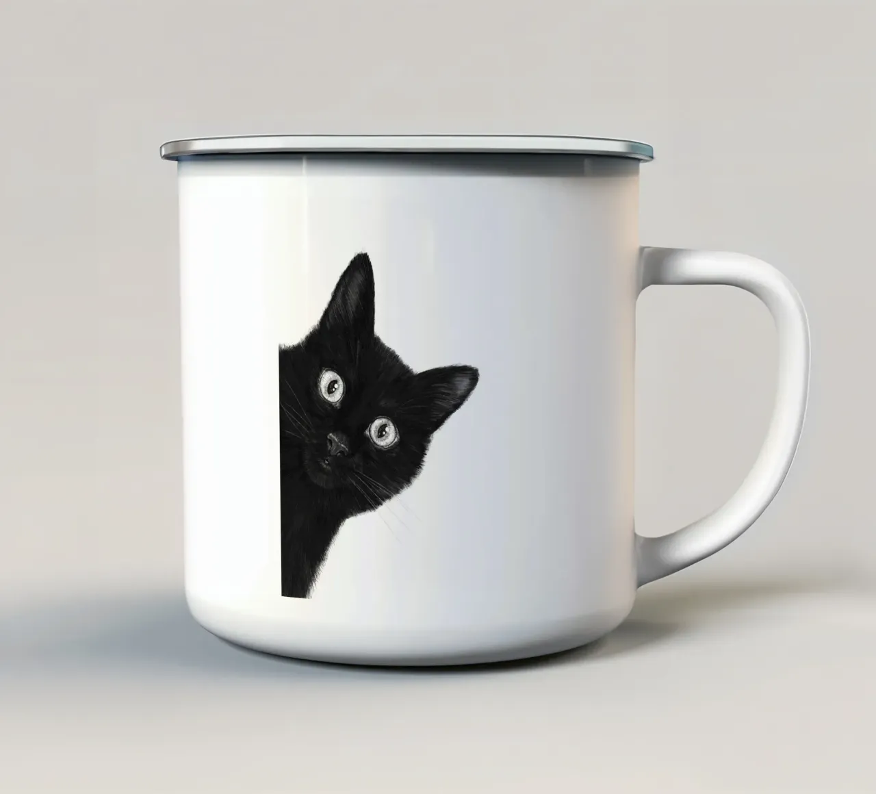 Gatto nero tazza in smalto da valeriyakorenkova