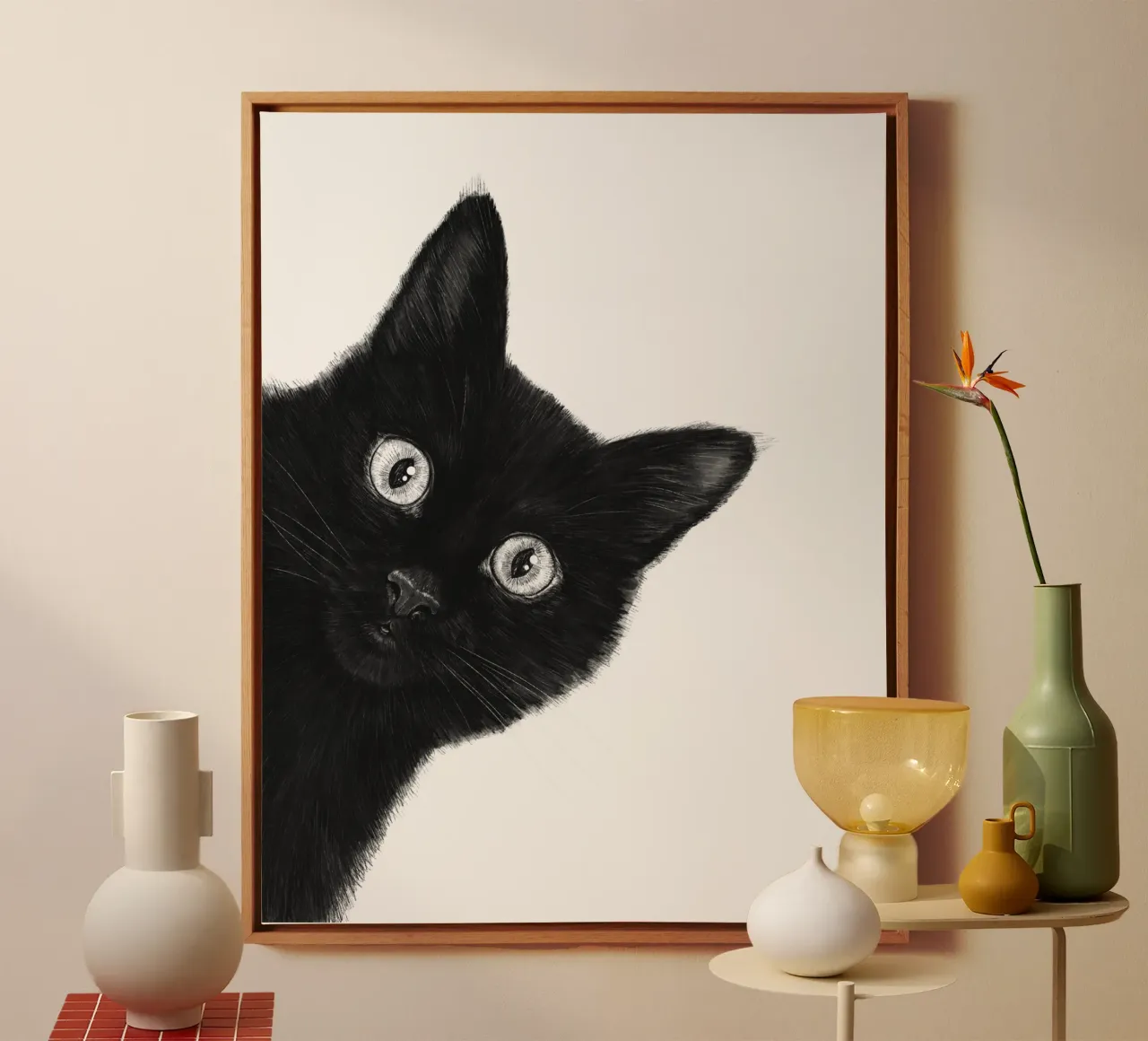 Gatto nero tela con Cornice a cassetta da valeriyakorenkova