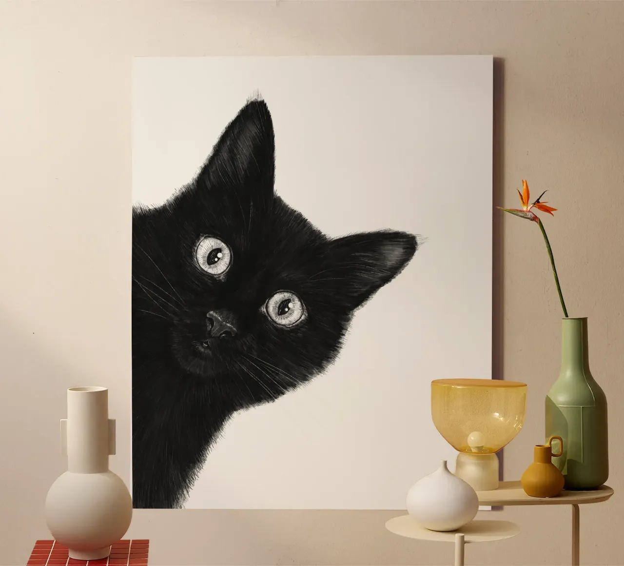 Gatto nero tela con Cornice a cassetta da valeriyakorenkova