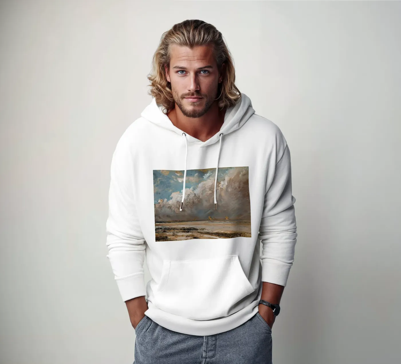 Arte murale con paesaggio nuvoloso felpa con cappuccio da Vintage Posters