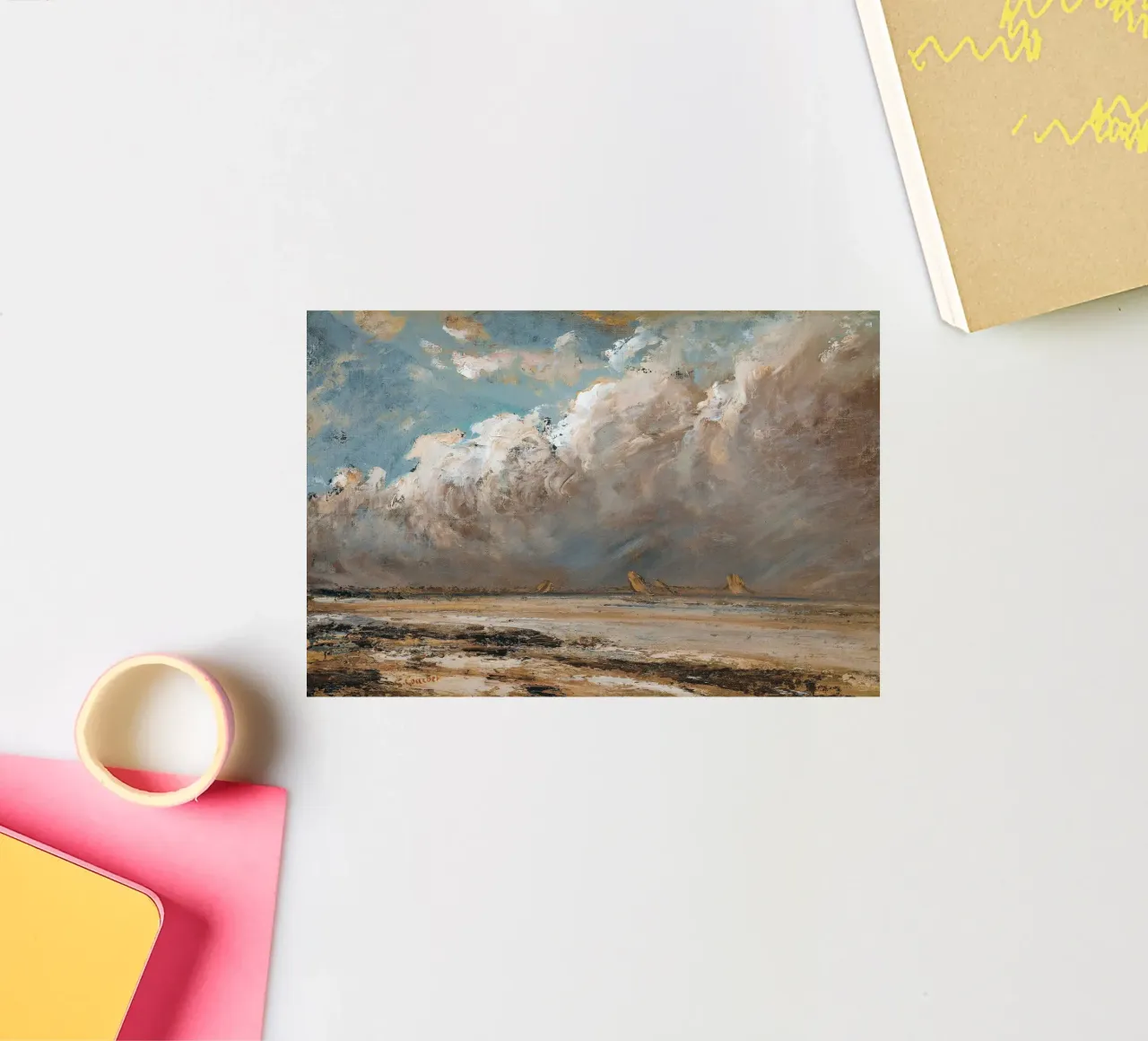 Dramatisch wolkenlandschap sticker van Vintage Posters