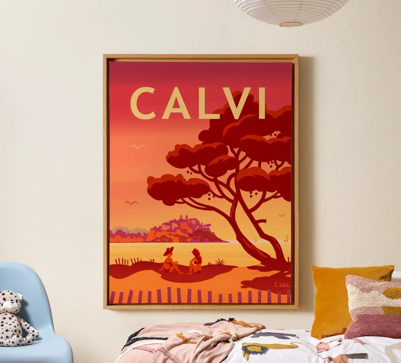 Calvi in de avond canvas met Baklijst van C.WILL