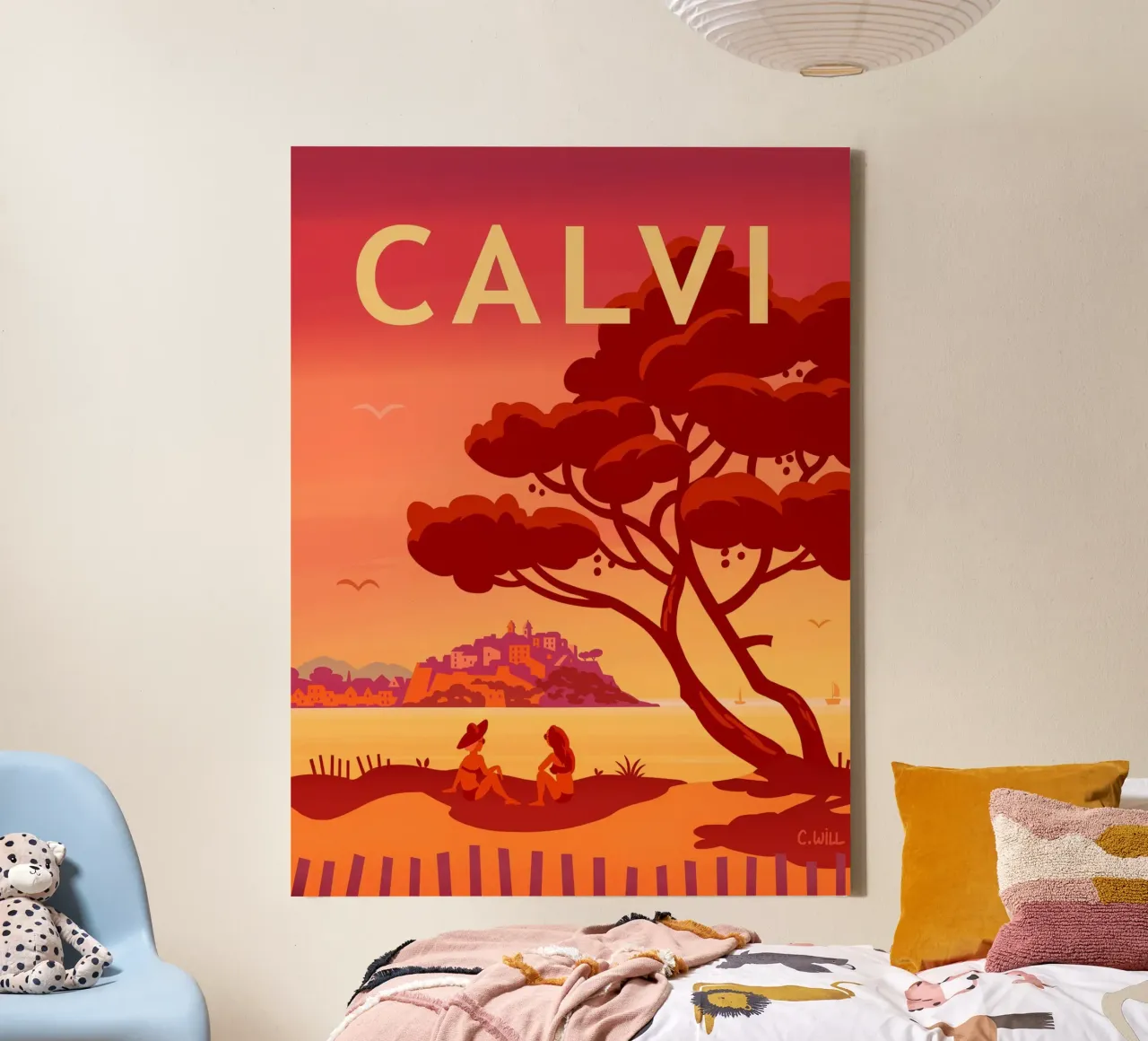 Calvi in de avond canvas met Baklijst van C.WILL