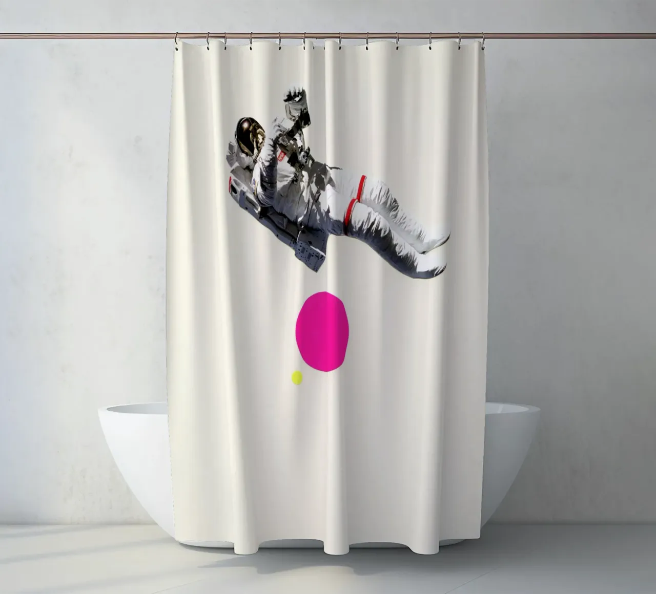 Float shower curtain by Cassia Beck Collage