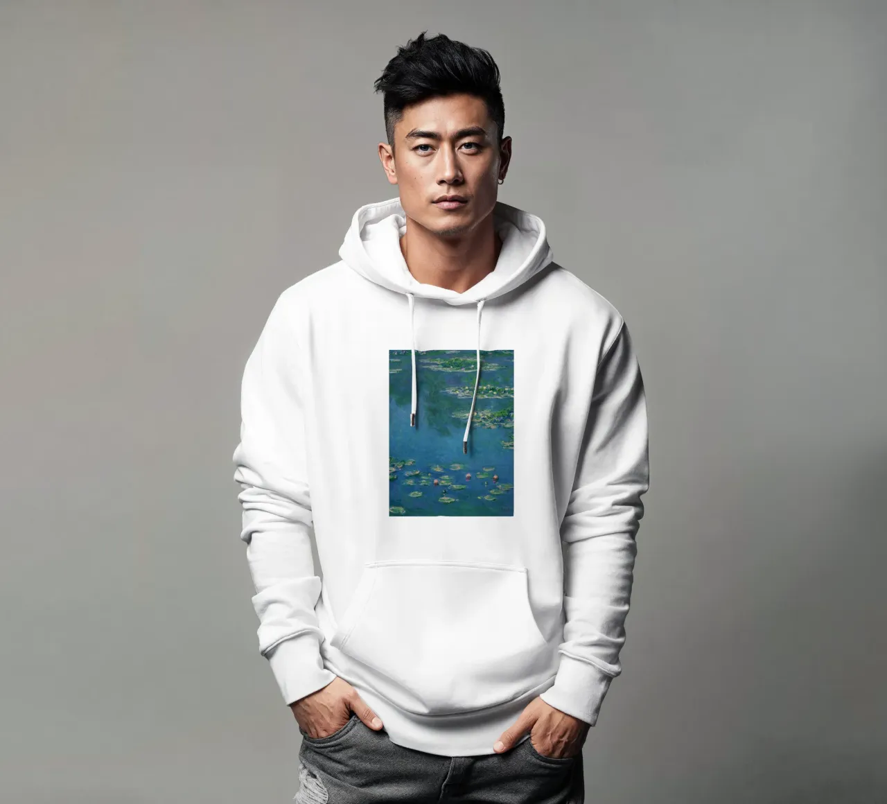 Pittura di ninfee in stile Monet felpa con cappuccio da Art in Color