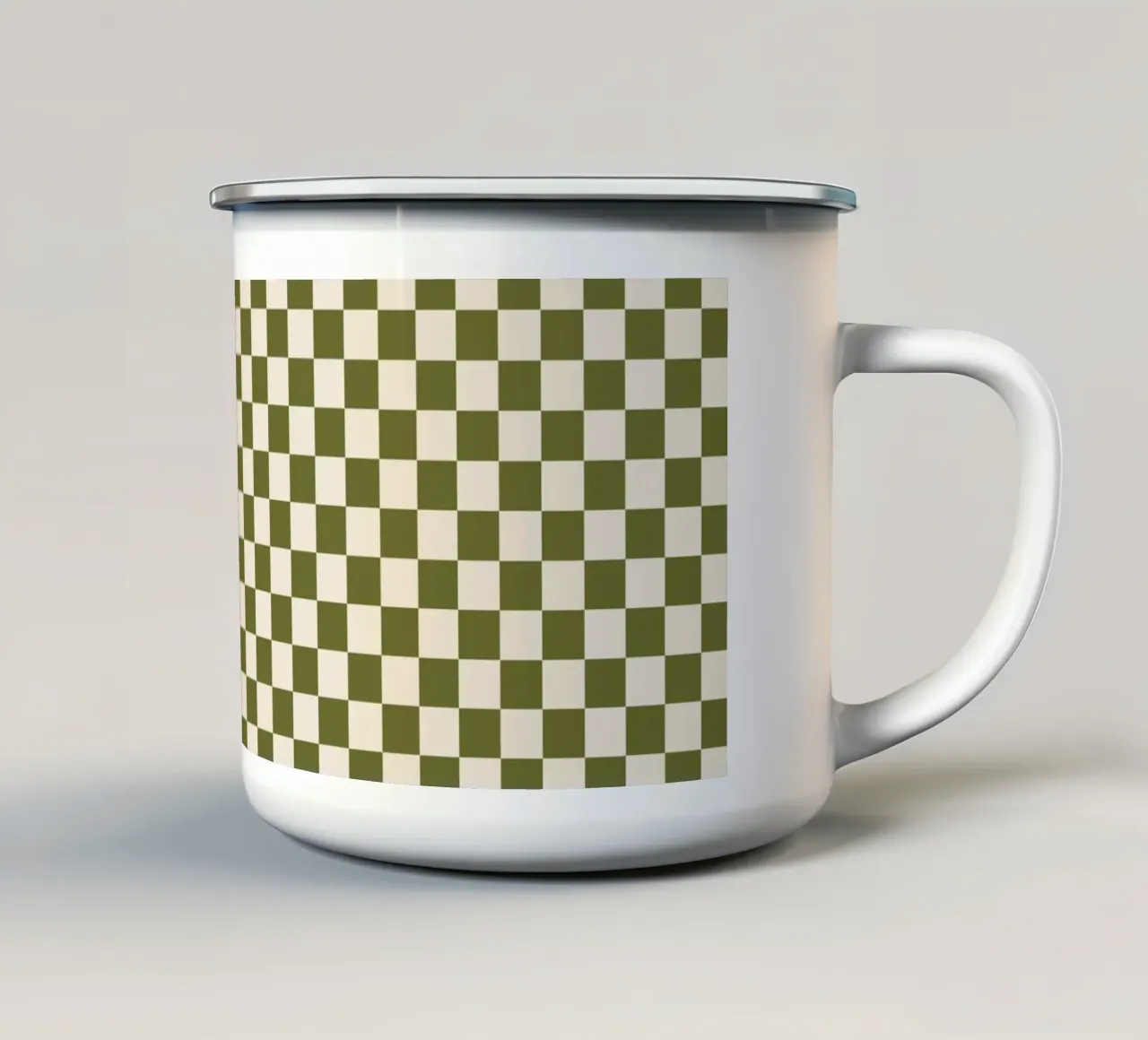 Assegni piccoli verde oliva tazza in smalto da Timeless moderna