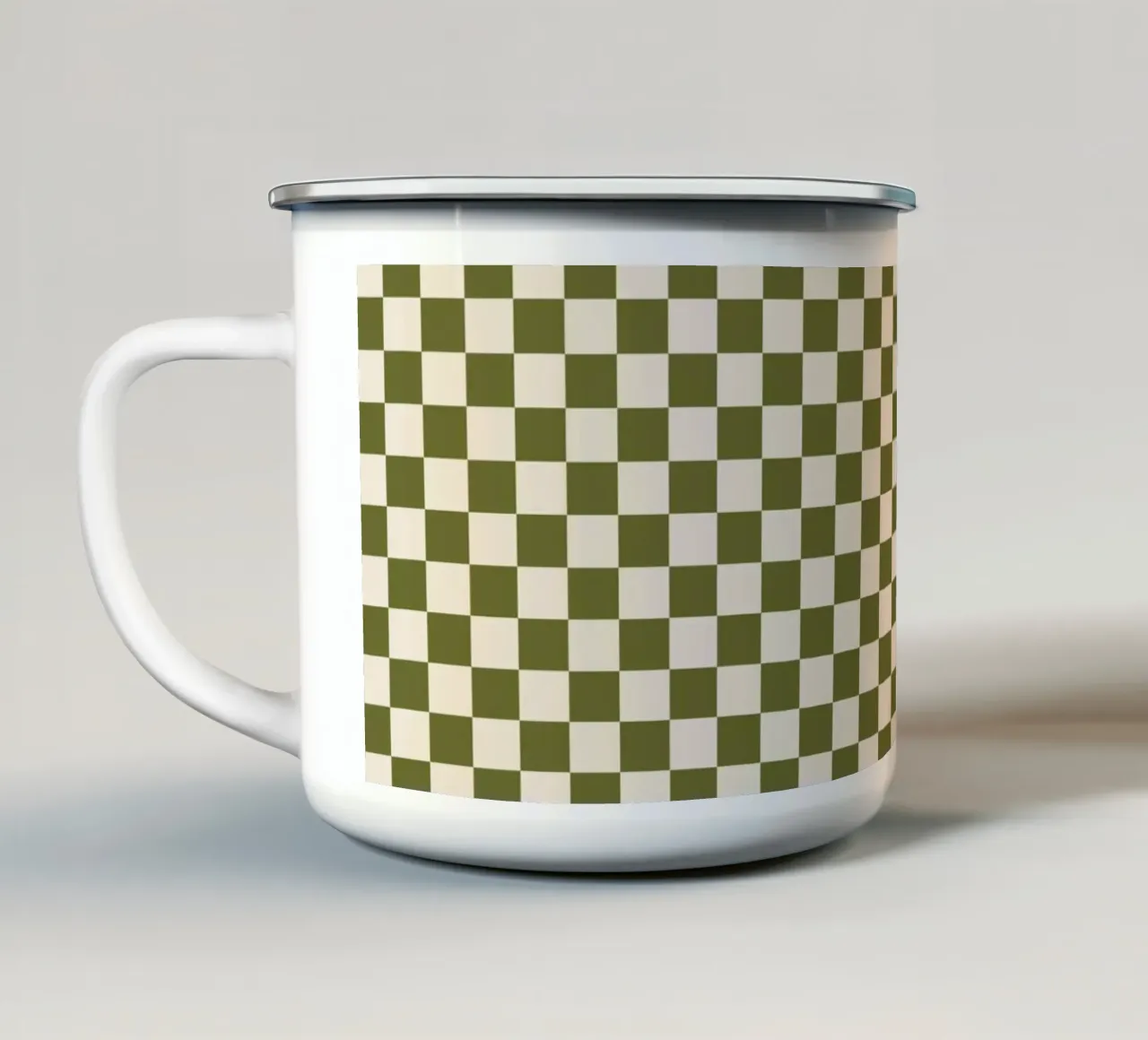 Assegni piccoli verde oliva tazza in smalto da Timeless moderna