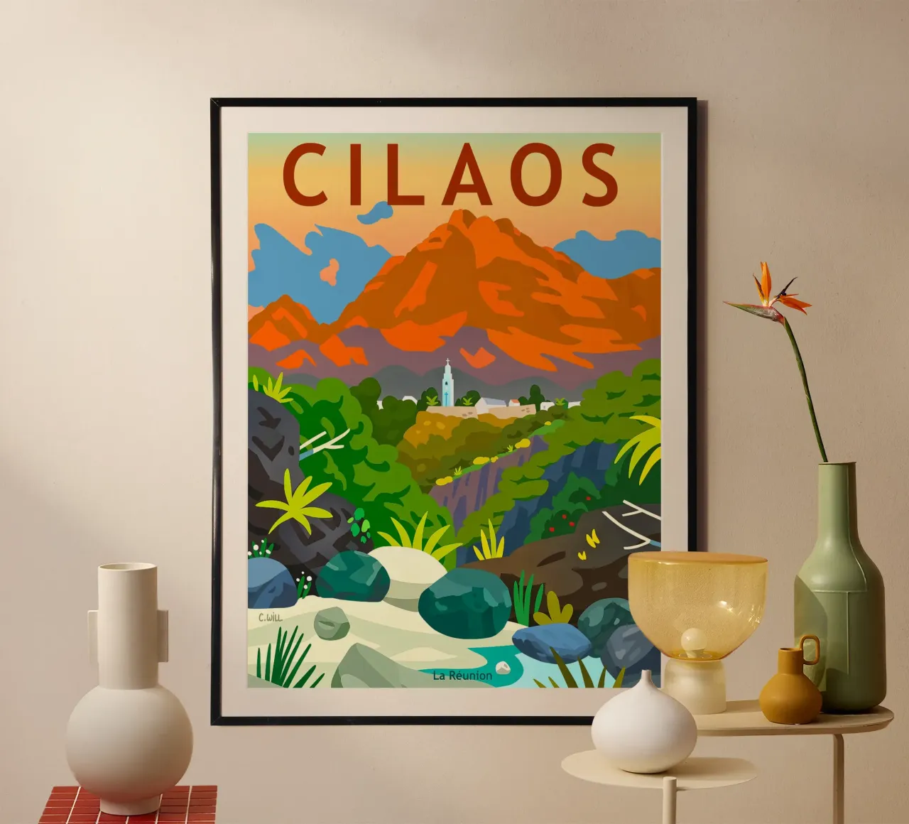 Cilaos poster con telaio in legno da C.WILL