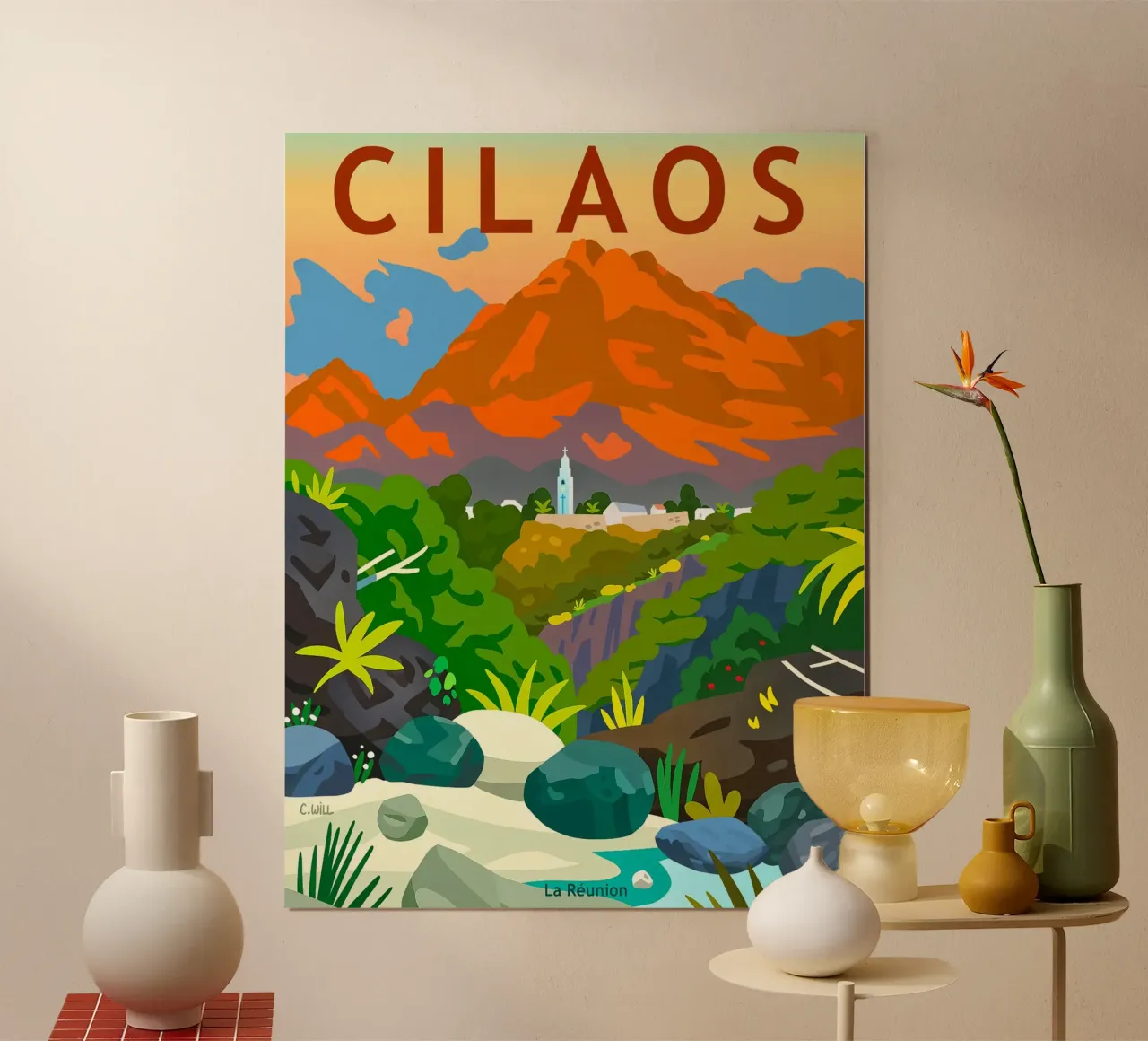 Cilaos poster con telaio in legno da C.WILL