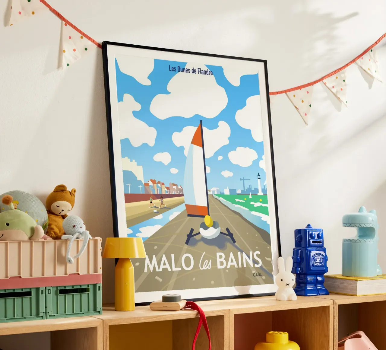 Malo-les-bains poster con telaio in alluminio da C.WILL