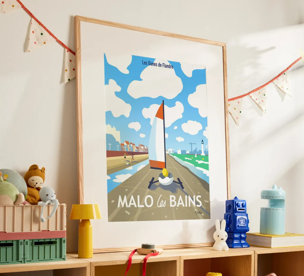 Malo-les-bains poster con telaio in alluminio da C.WILL