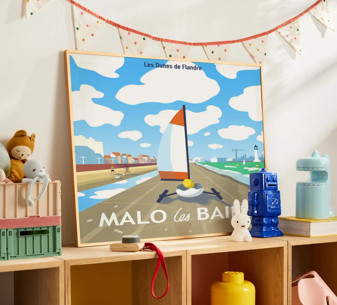 Malo-les-bains poster con telaio in alluminio da C.WILL
